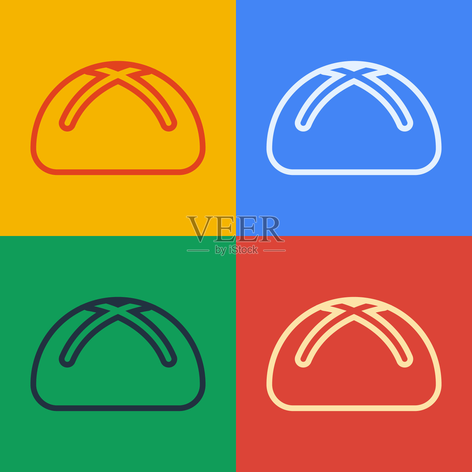 波普艺术线复活节蛋糕图标孤立的颜色插画图片素材