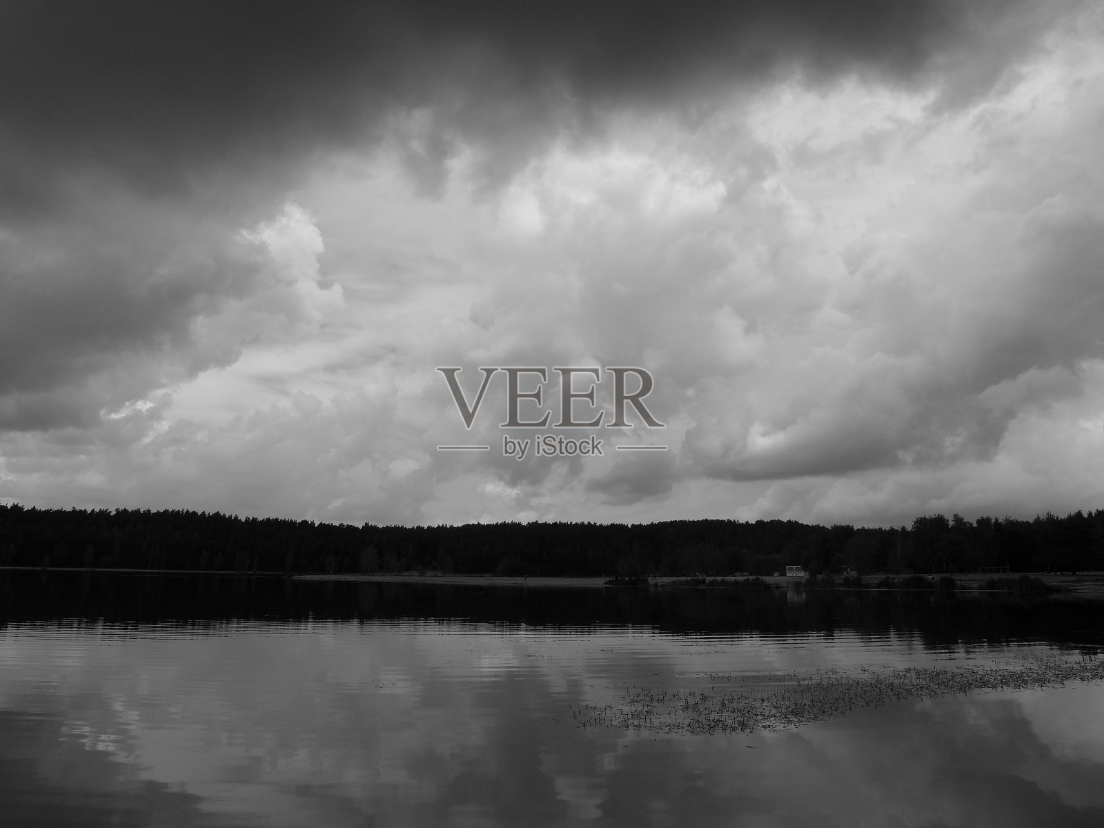 雨前森林湖照片摄影图片