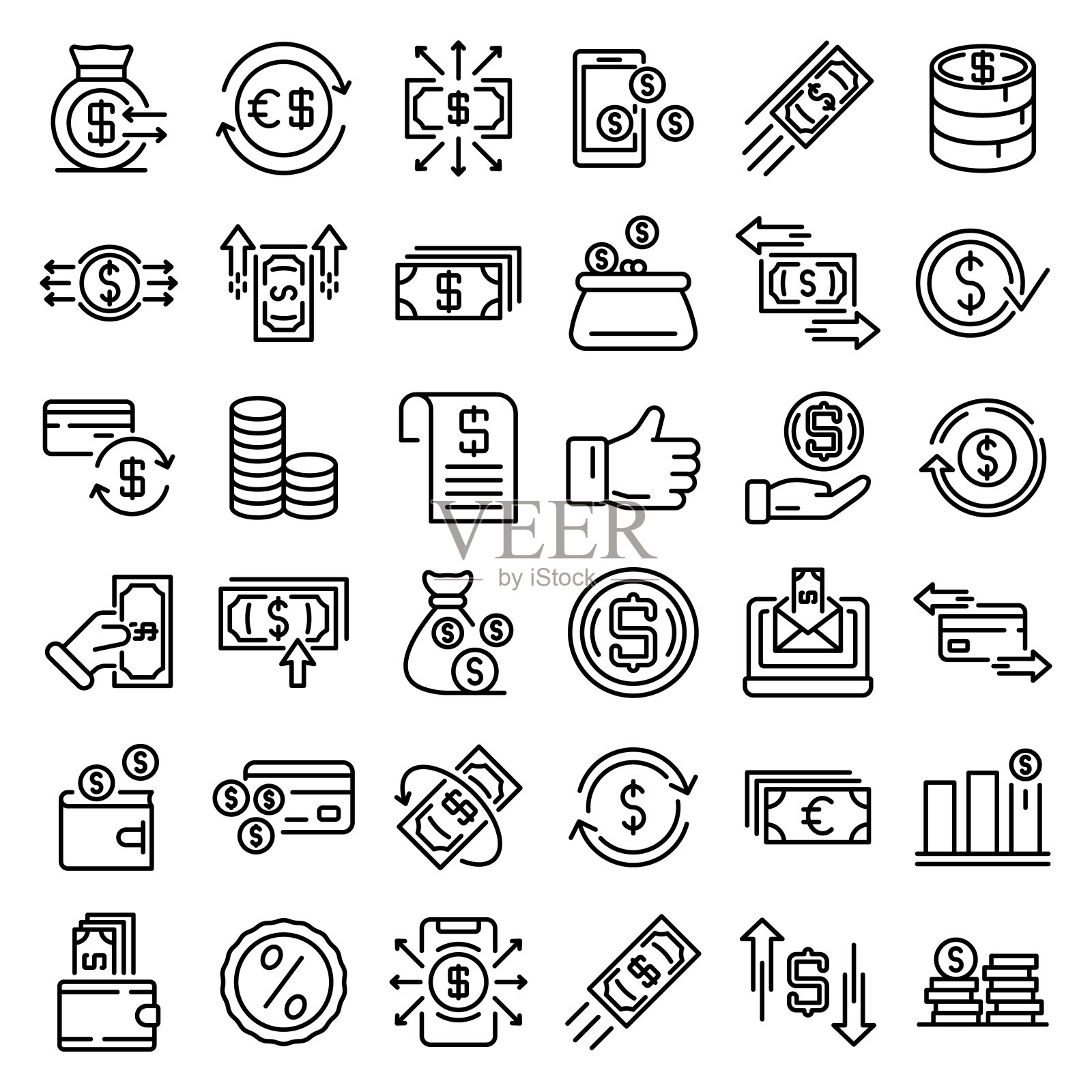 现金返还图标设置,轮廓风格图标素材