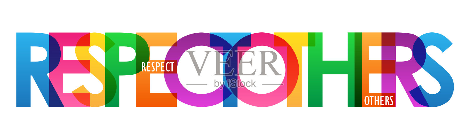 尊重他人彩色字体横幅插画图片素材