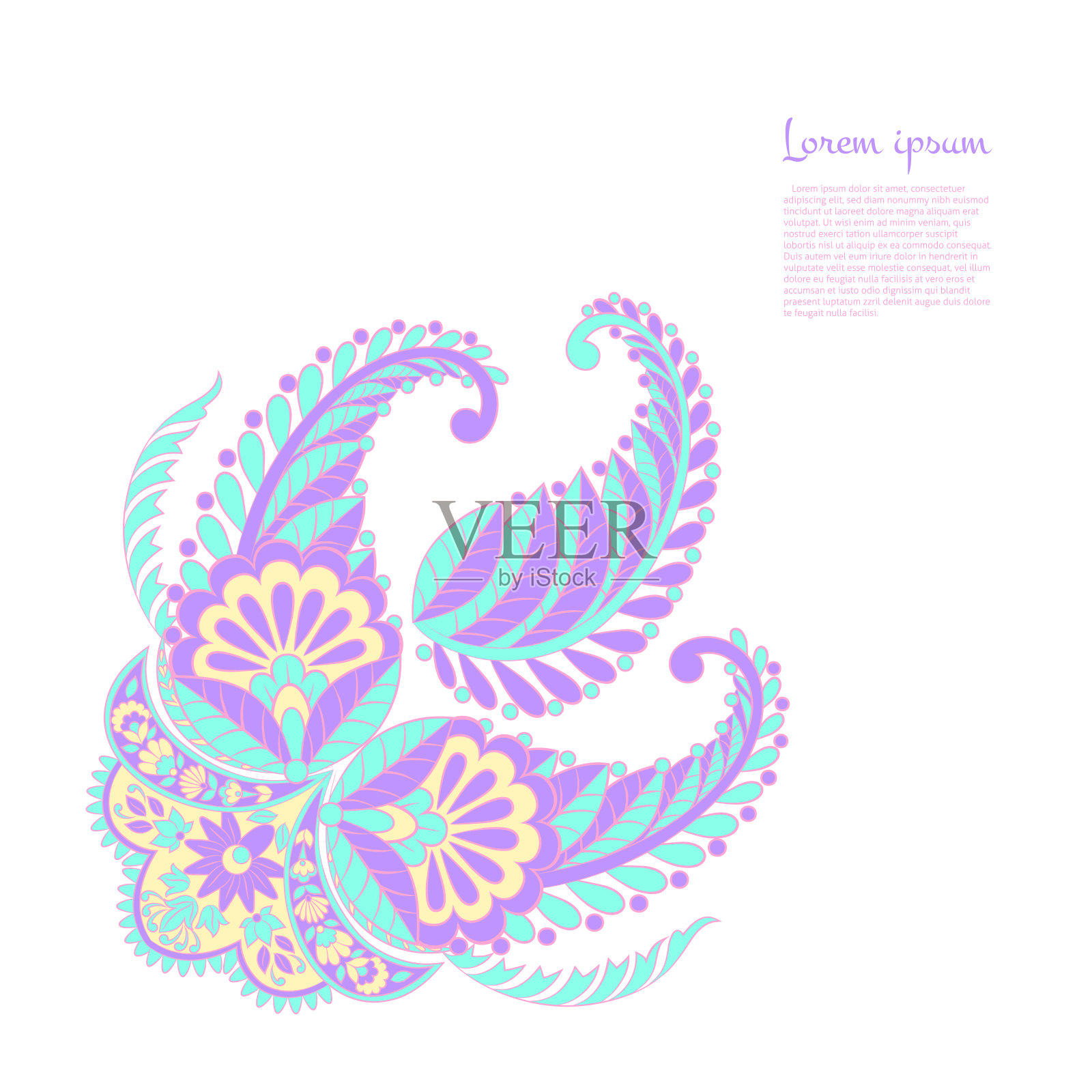 孤立的佩斯利矢量装饰插画图片素材