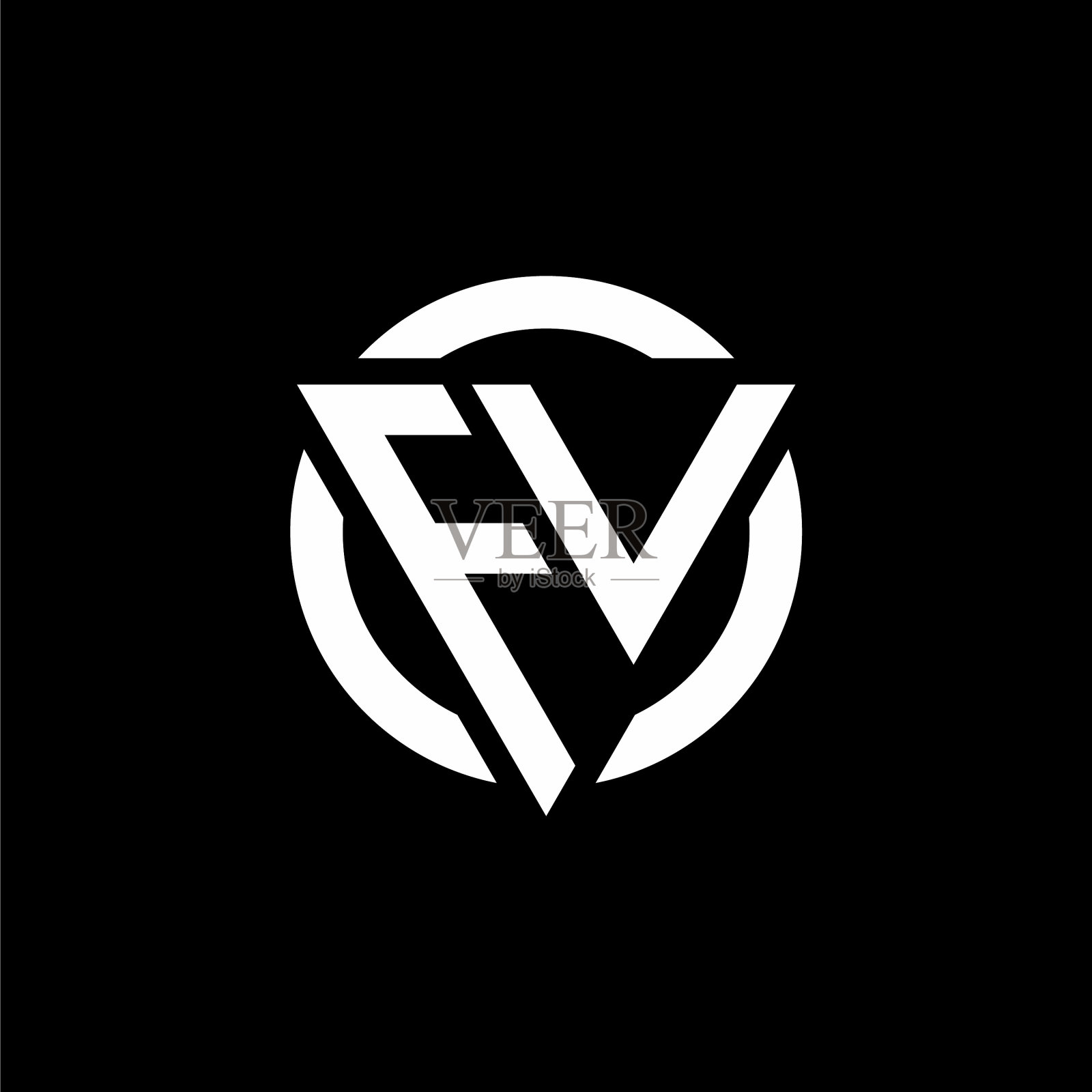 Fv标志与三角形形状和圆形插画图片素材