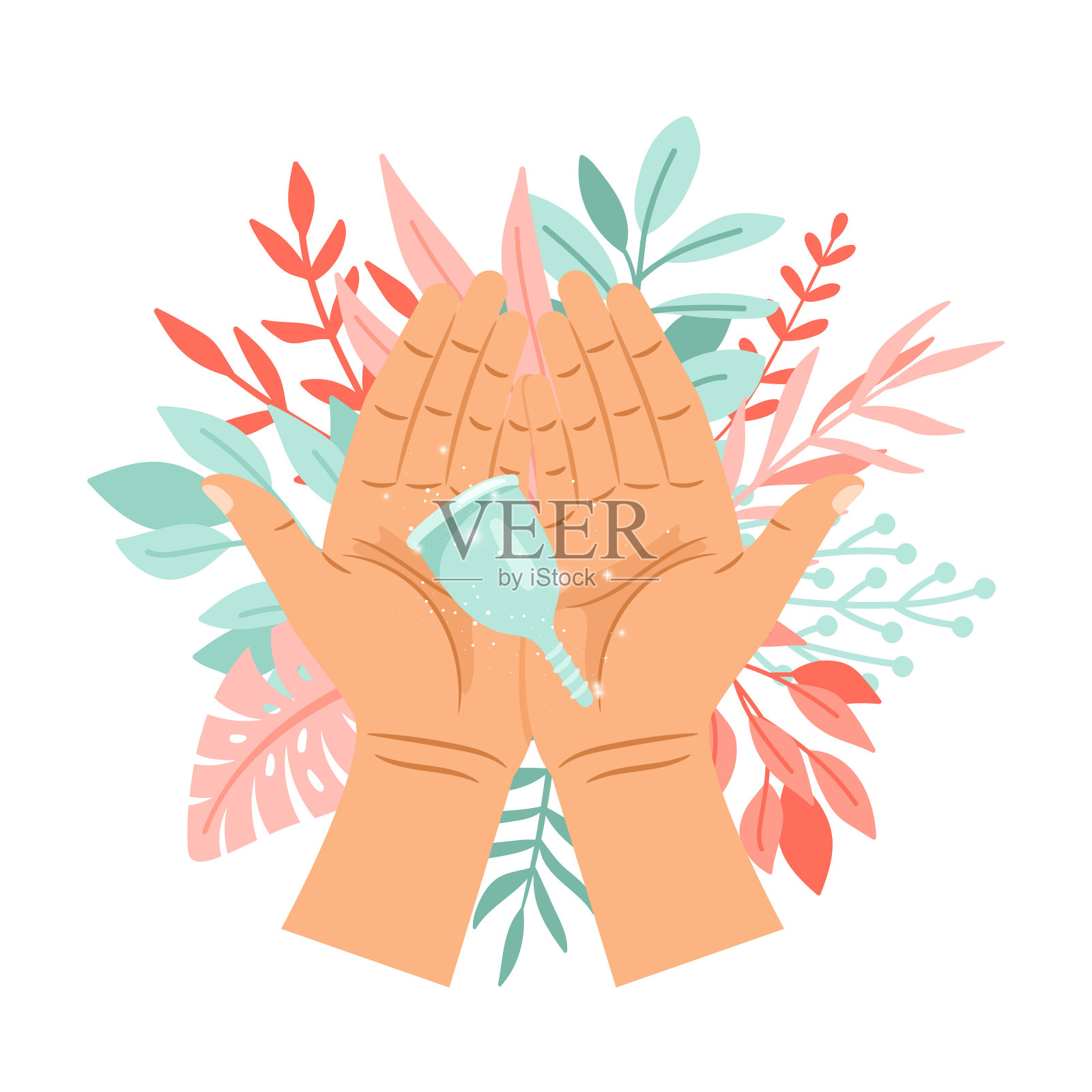 手里拿着月经杯插画图片素材