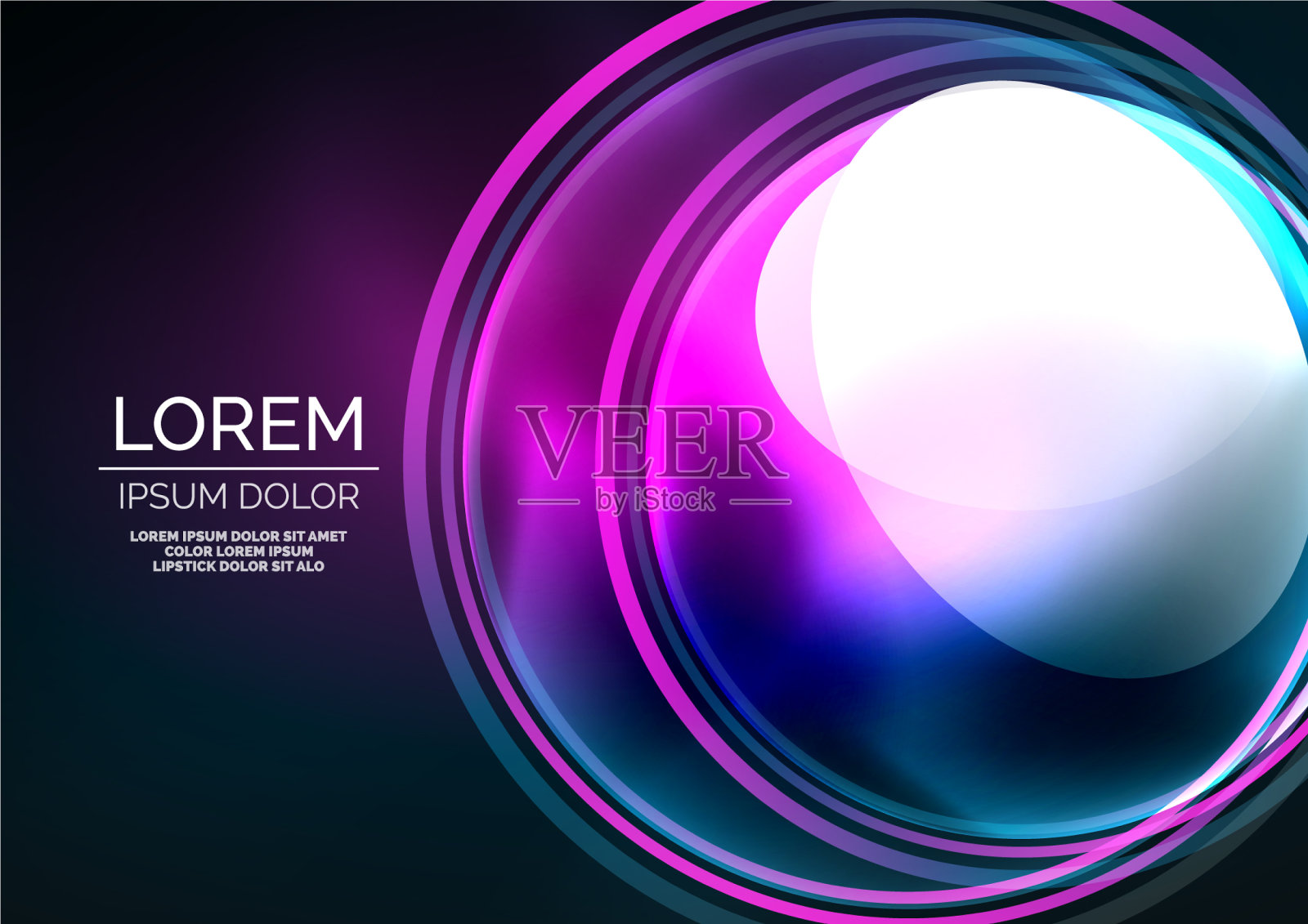 发光的霓虹灯,闪亮的透明气泡玻璃插画图片素材