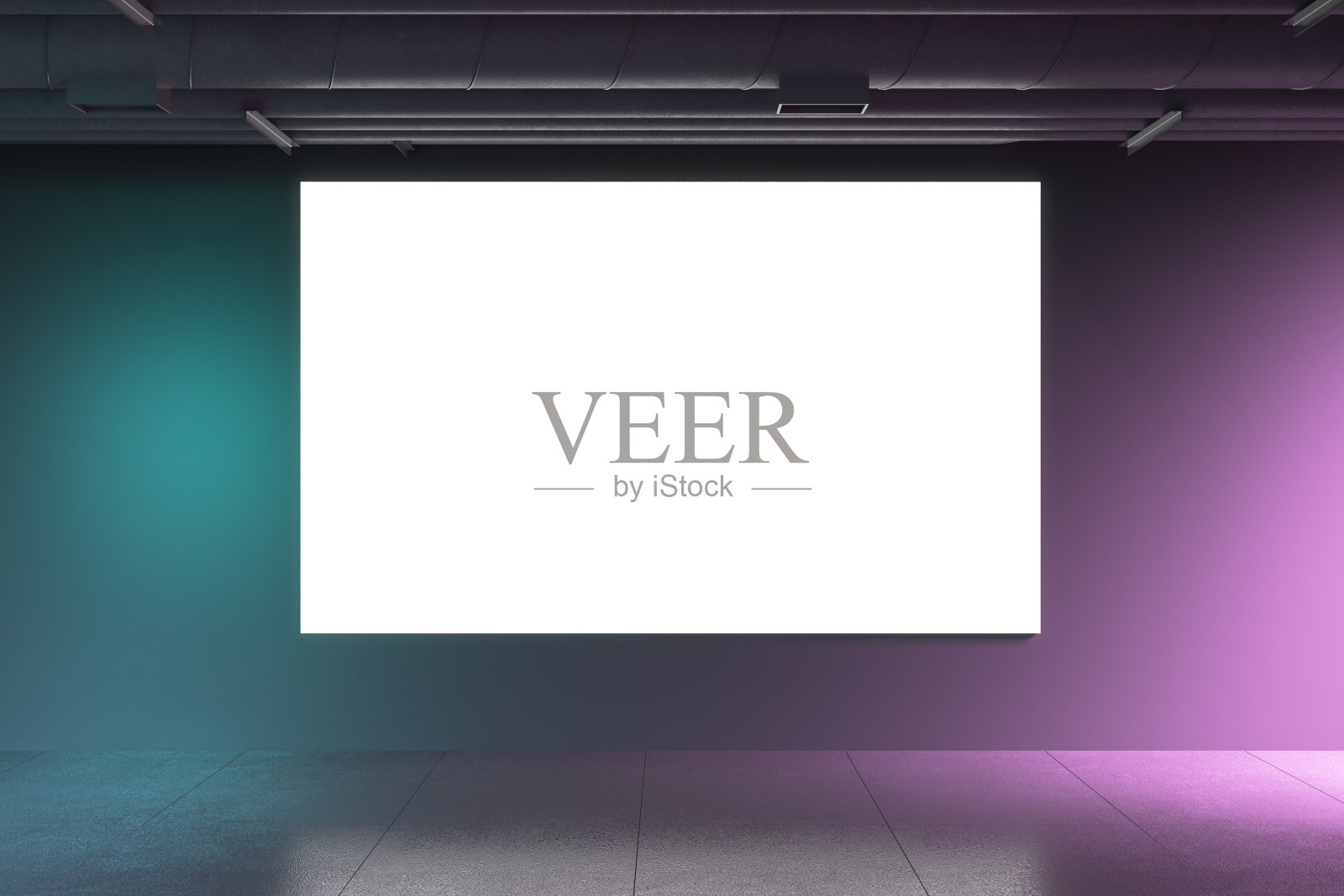 城市混凝土室内与空白横幅墙上。照片摄影图片