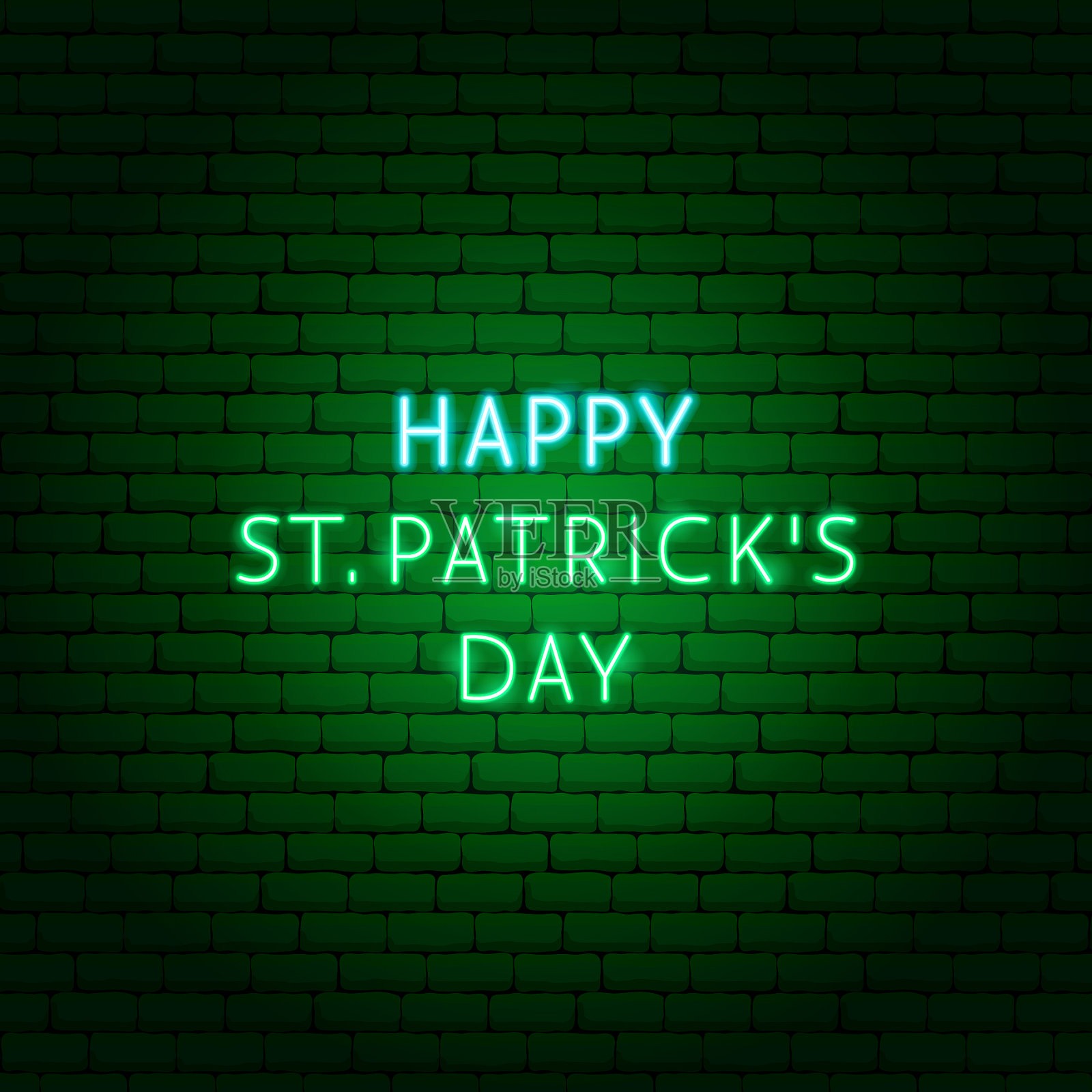 祝圣帕特里克节霓虹短信插画图片素材