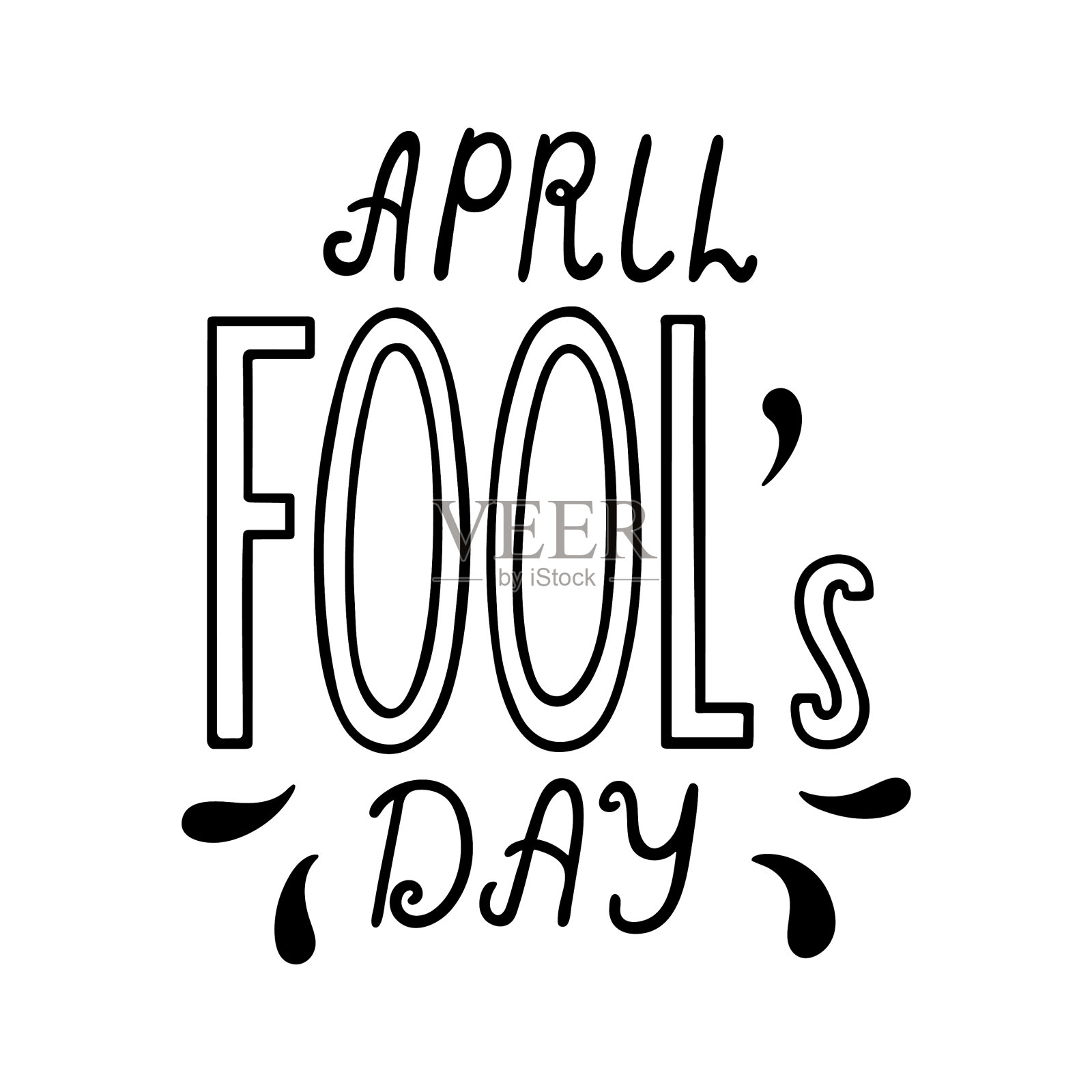 黑白字体的愚人节插画图片素材