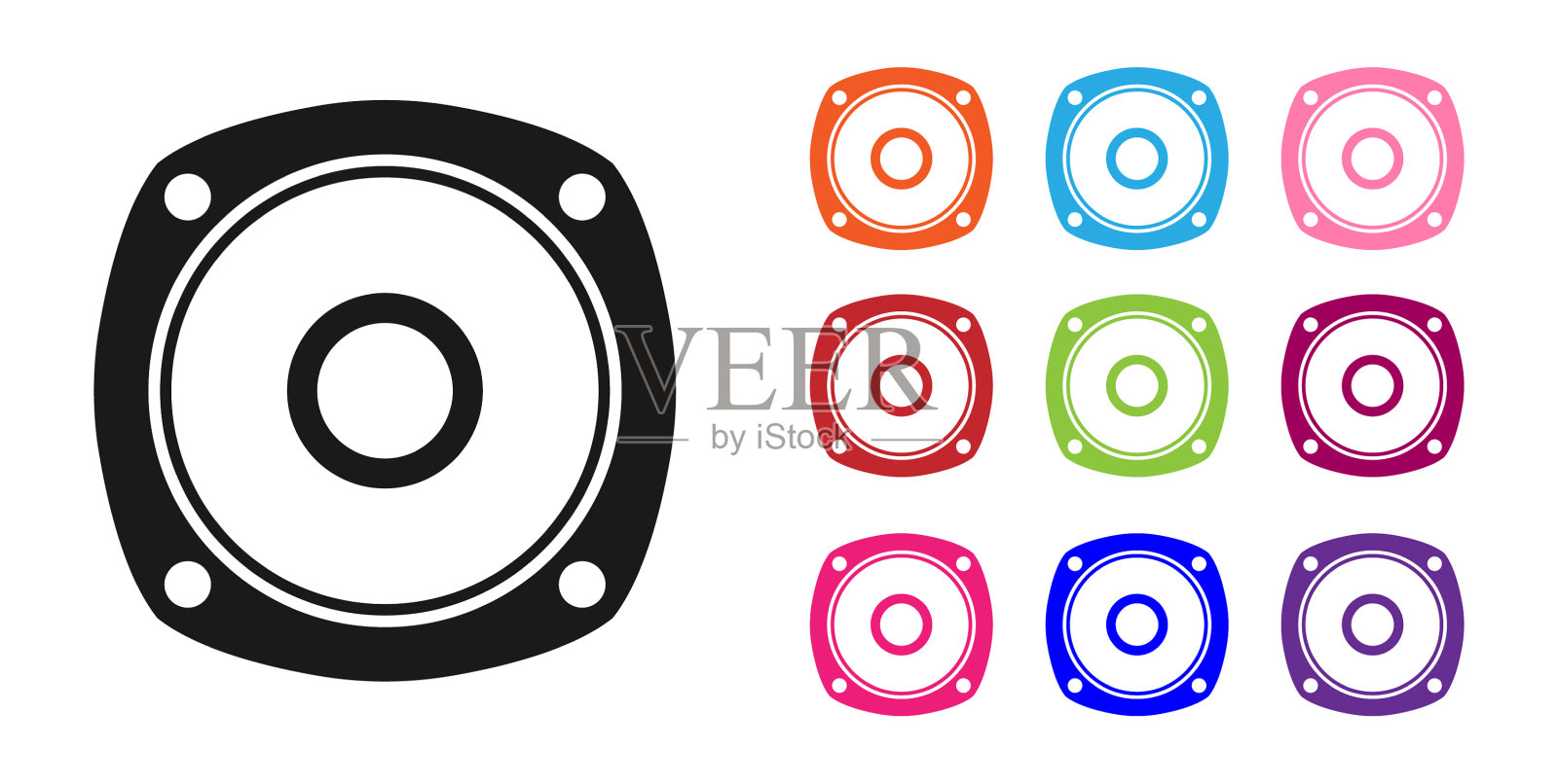 黑色立体声扬声器图标孤立在白色图标素材