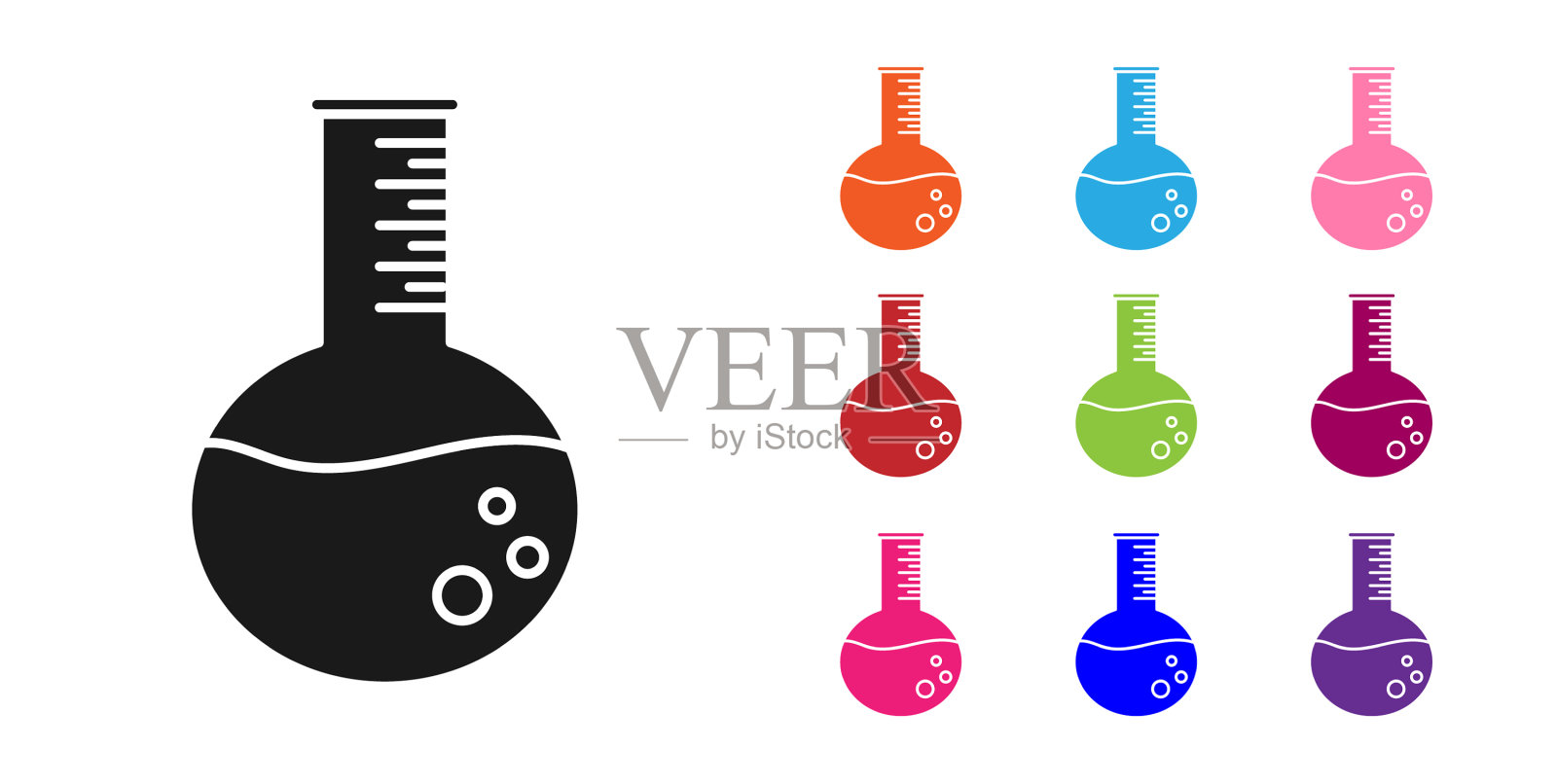 黑色石油汽油试管图标隔离在白色上插画图片素材