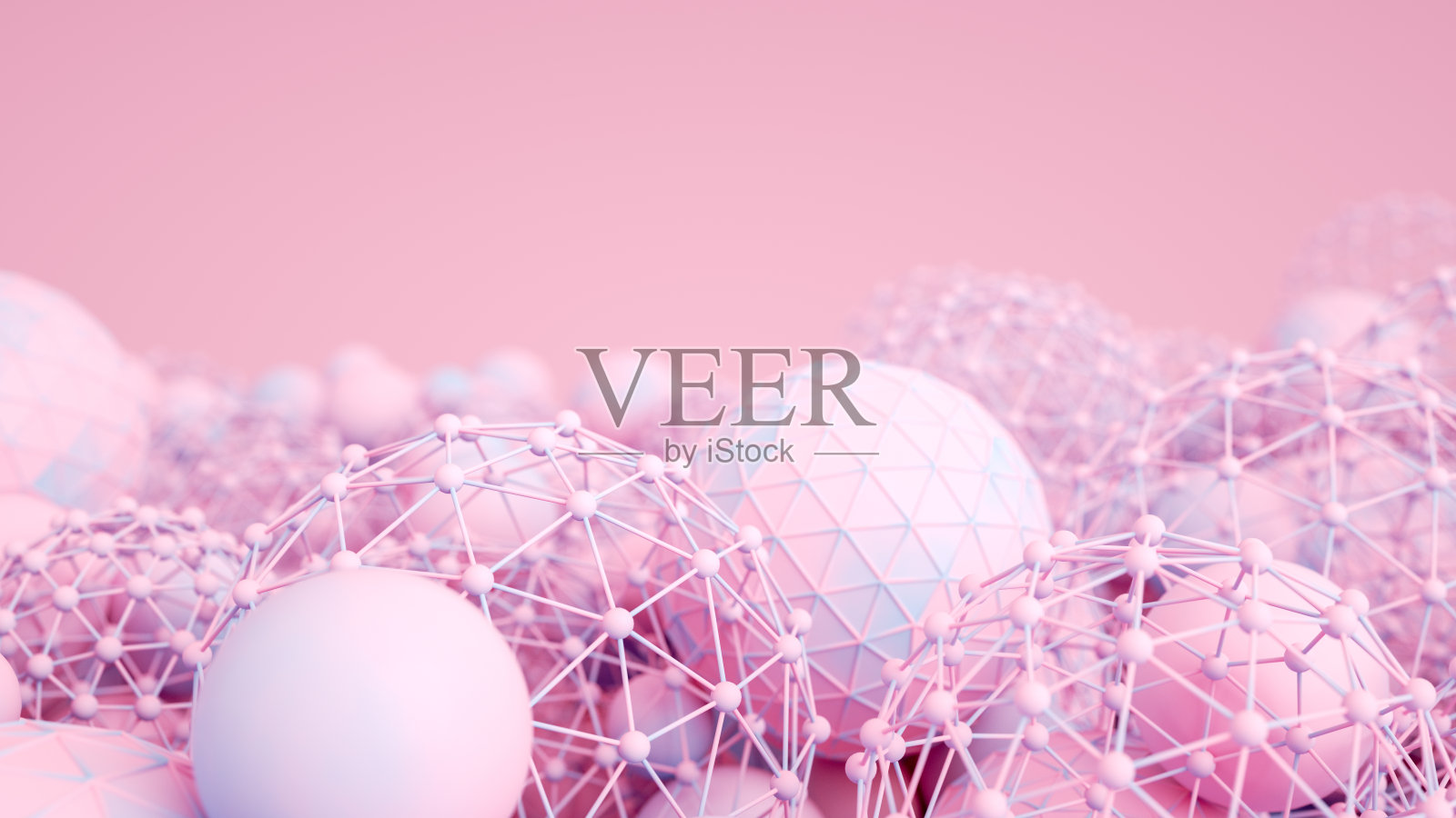 3D圣诞球饰品,新年概念,蓝色,粉色颜色梯度背景照片摄影图片