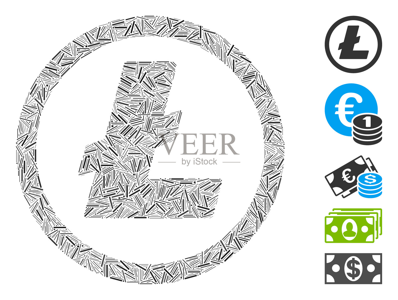 孵化拼贴莱特币币图标插画图片素材