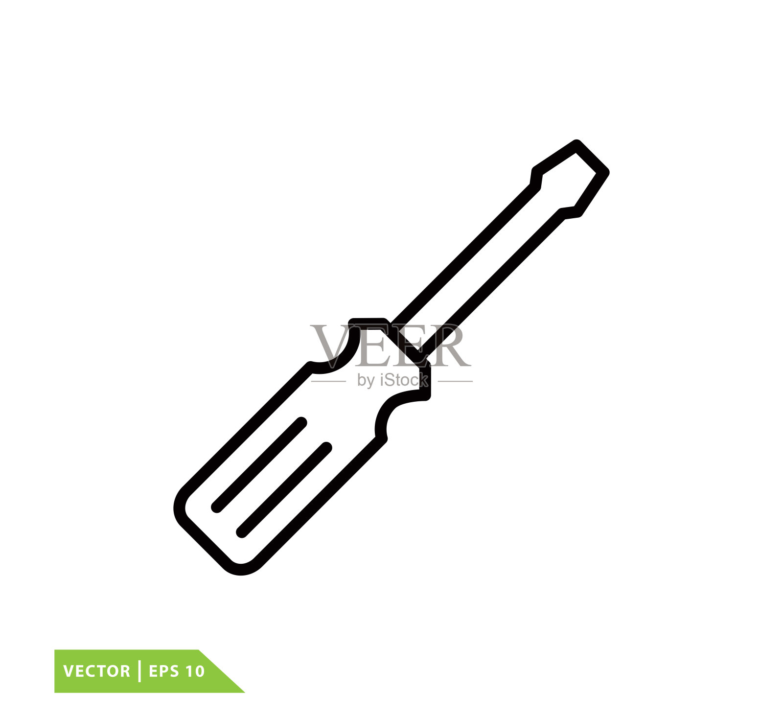 螺丝刀图标平面风格新潮的标志模板插画图片素材