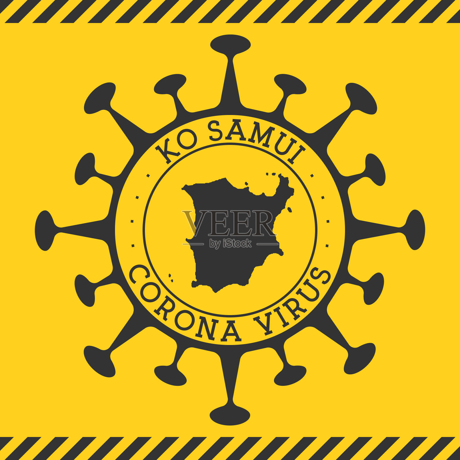 冠状病毒在苏梅岛标志。插画图片素材