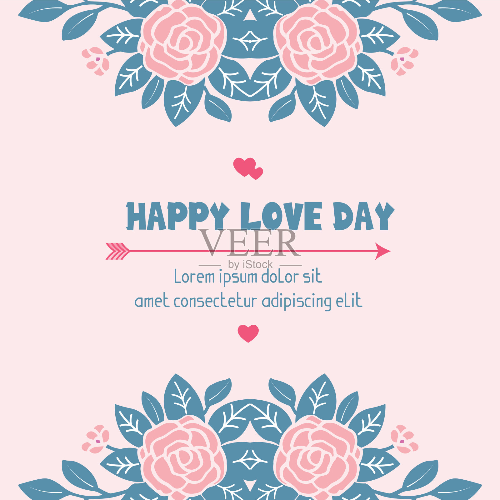 形状优雅的叶和桃花框架插画图片素材