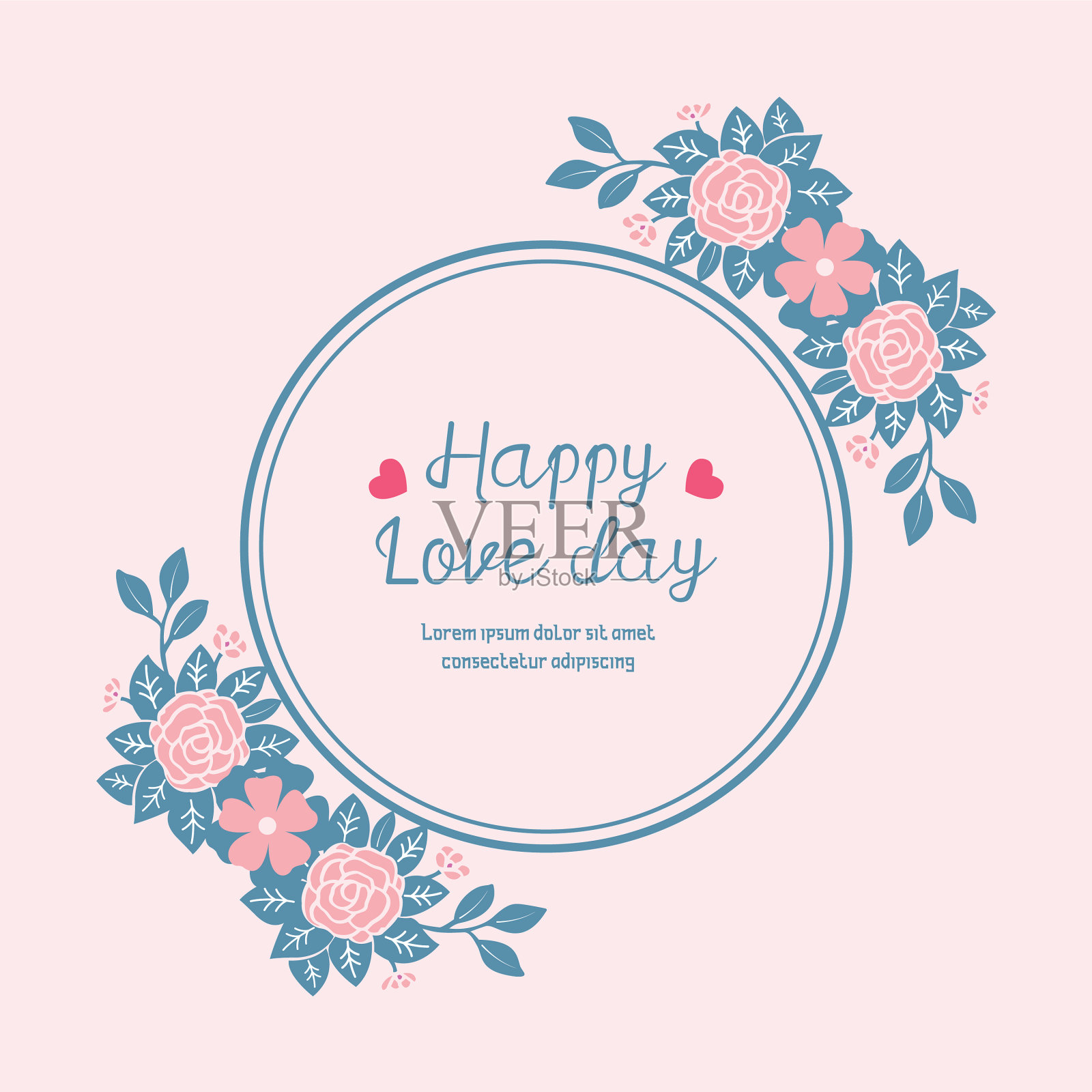 可爱的装饰树叶和花卉框架插画图片素材