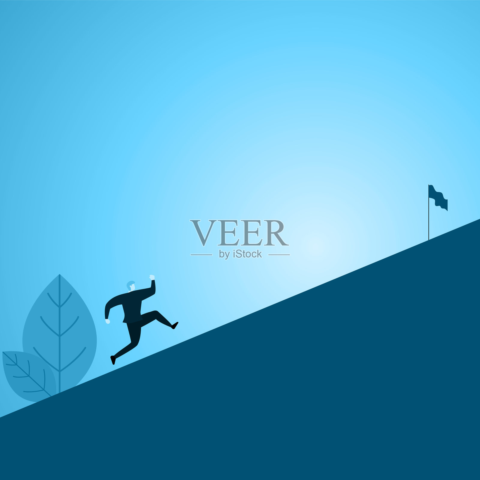 业务员努力工作,往上坡跑插画图片素材