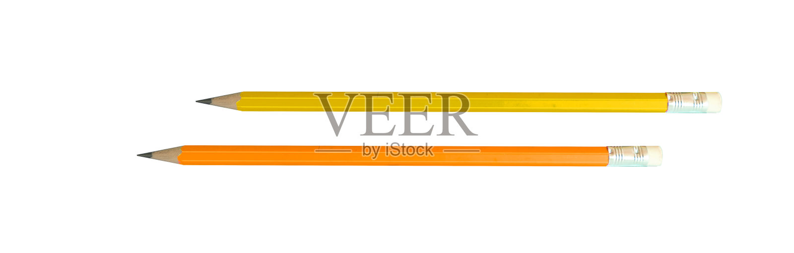 一套木制书写工具孤立在白色背景上。照片摄影图片