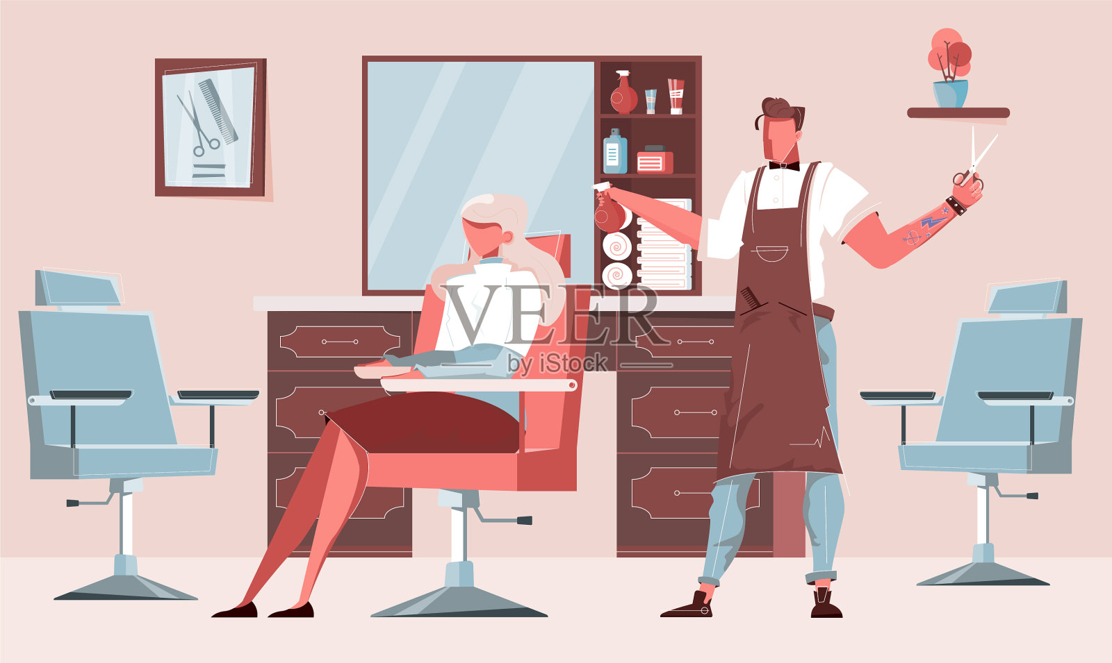 理发师的背景插画图片素材