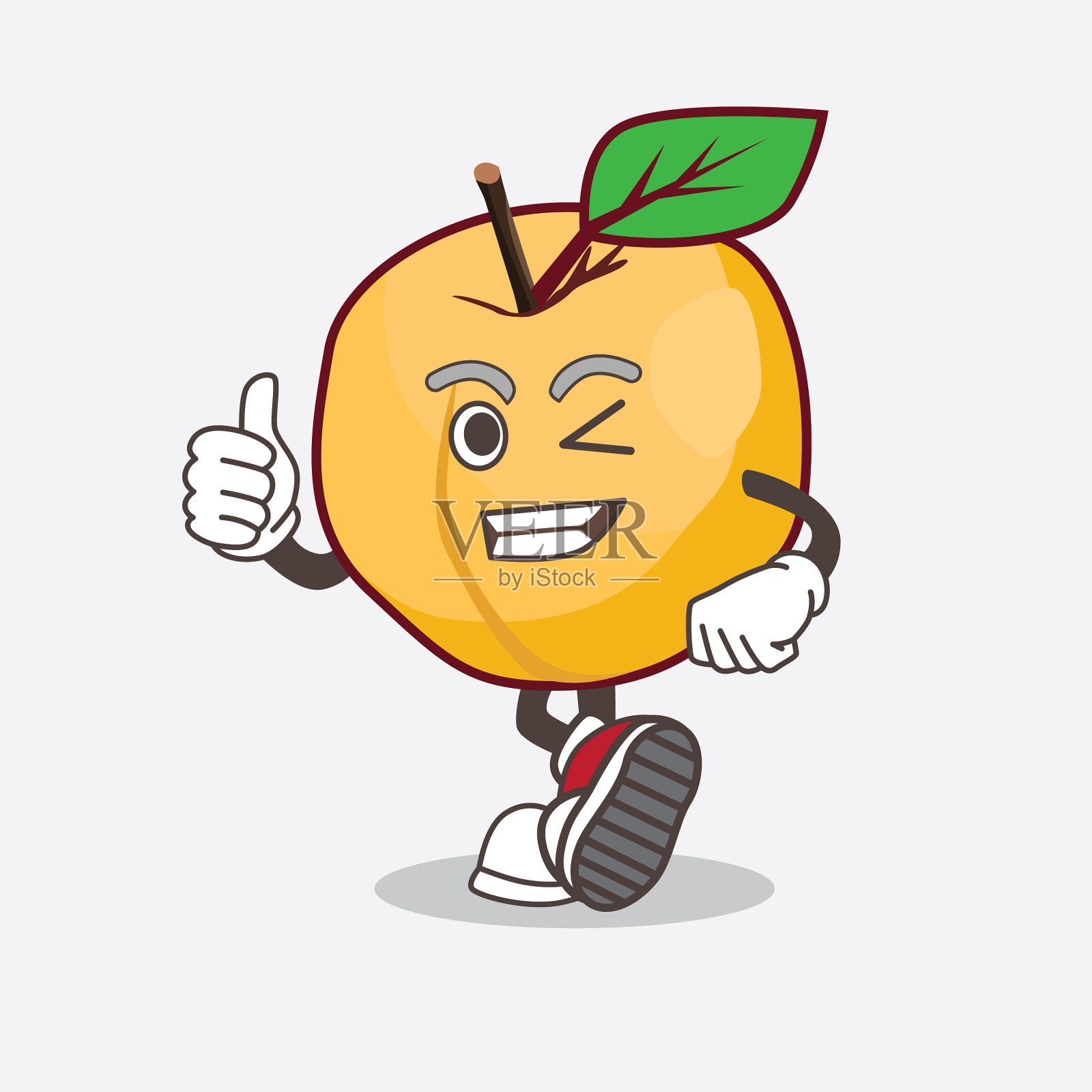 杏卡通吉祥物人物竖起大拇指插画图片素材