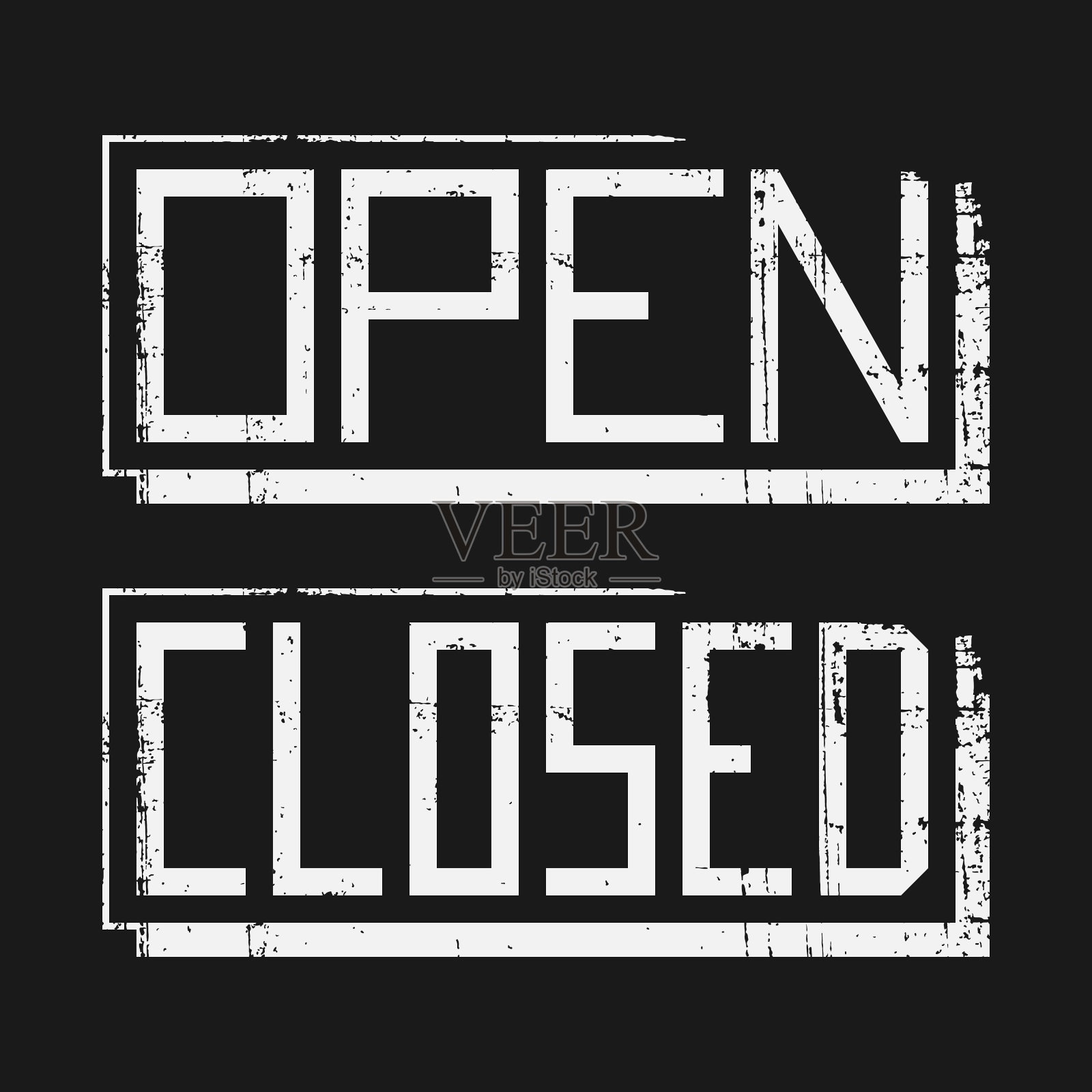 带有“开”和“闭”字样的纹理3d标志插画图片素材