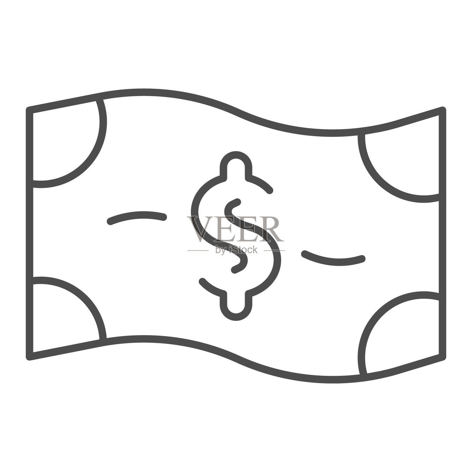 纸钞细线图标一元货币插画图片素材