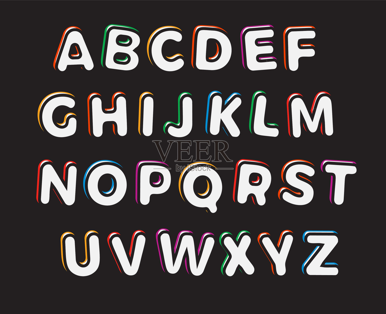 3d字体与颜色轮廓儿童风格插画图片素材