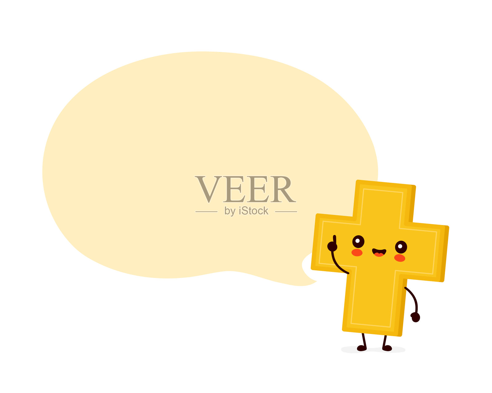 可爱快乐的基督徒交叉与讲话气泡插画图片素材