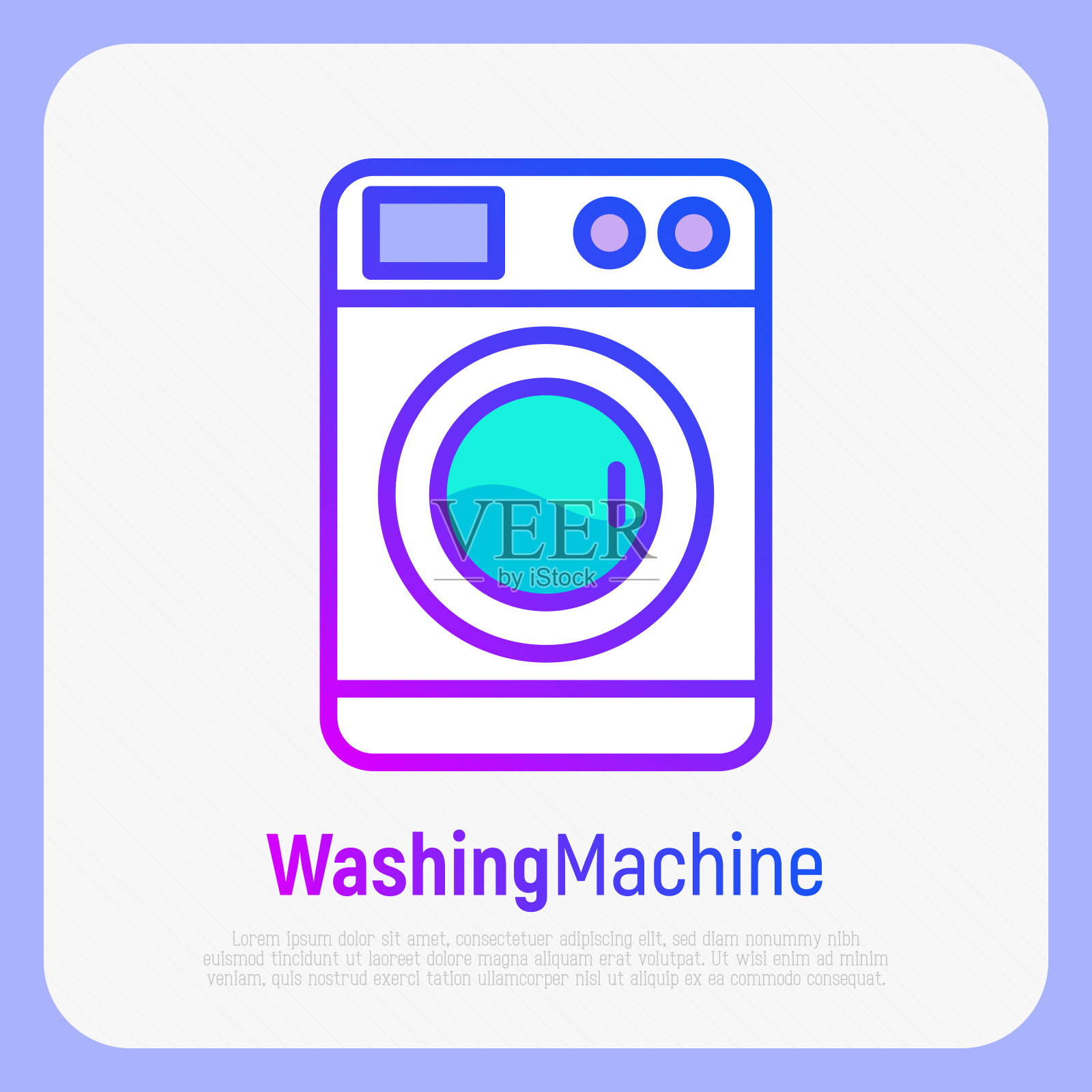 洗衣机细线图标。矢量插图洗衣或管道标志。插画图片素材