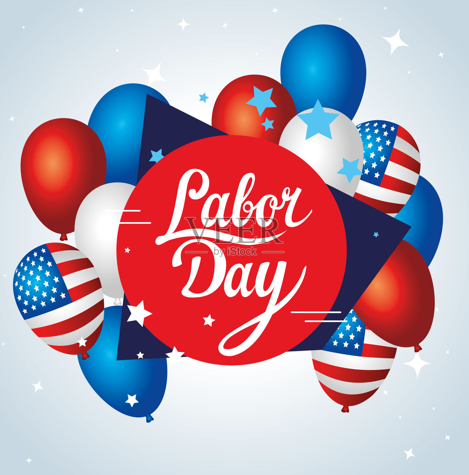 劳动节快乐的节日横幅用气球氦气装饰设计模板素材