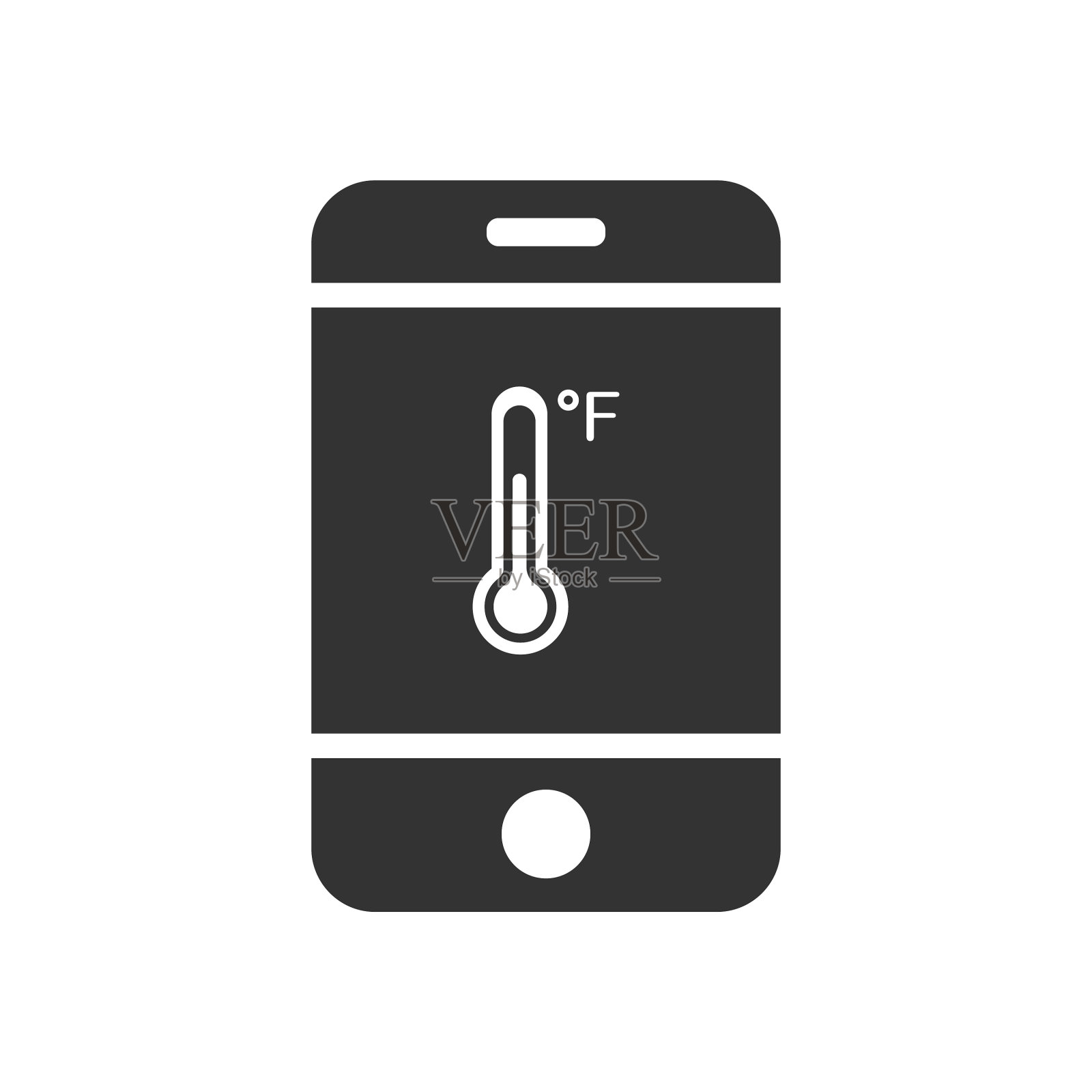 点击带有温度传感器的手机图标插画图片素材