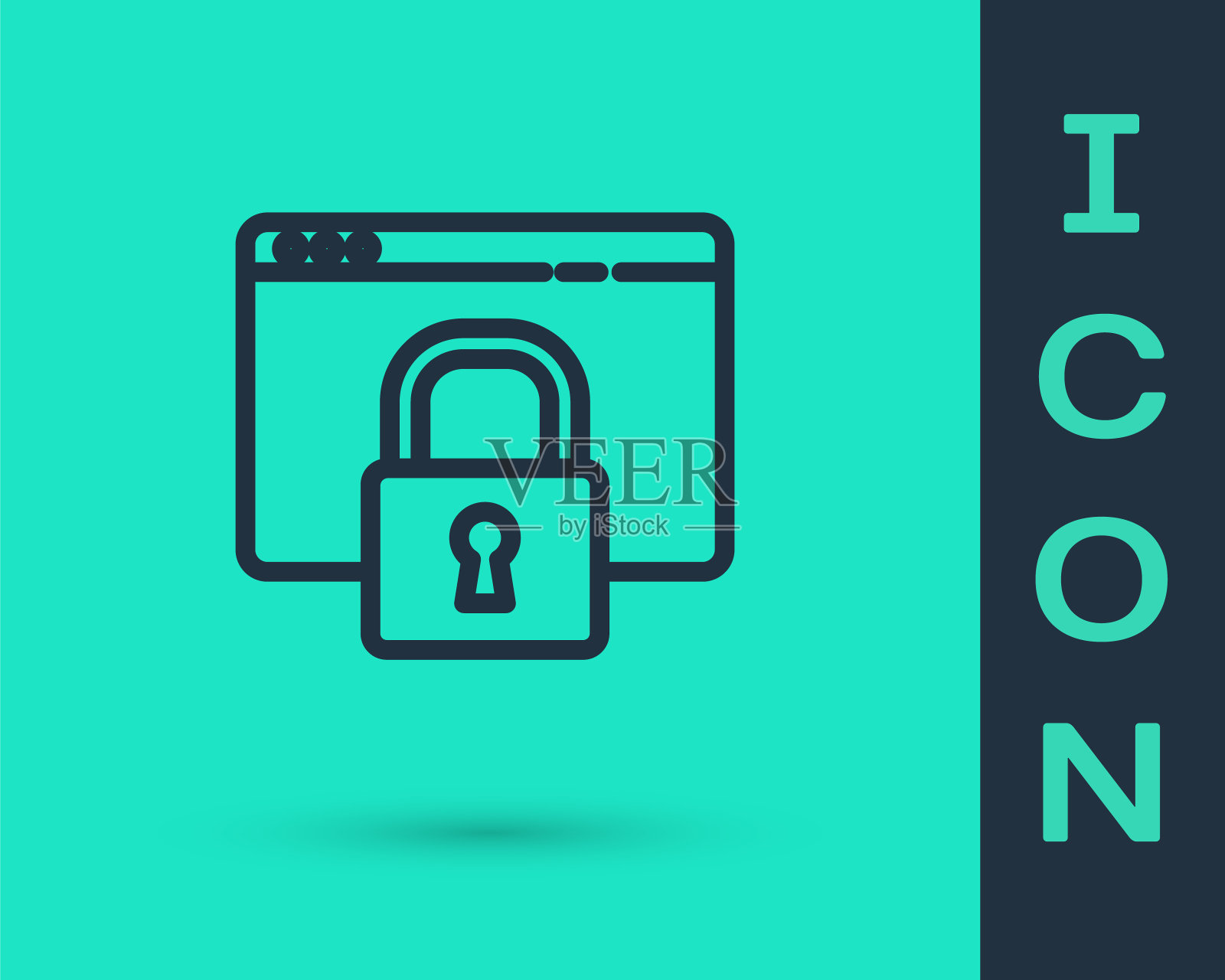 黑线安全您的网站与HTTPS, SSL图标隔离在绿色背景。网络通信协议。矢量图图标素材