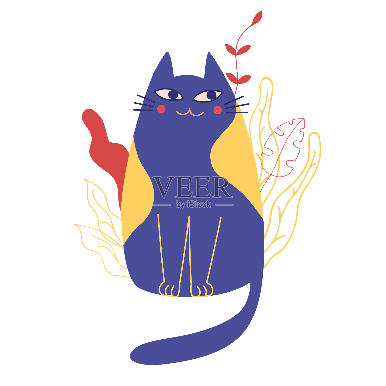 可爱的猫。卡通矢量插图孤立的白色背景插画图片素材