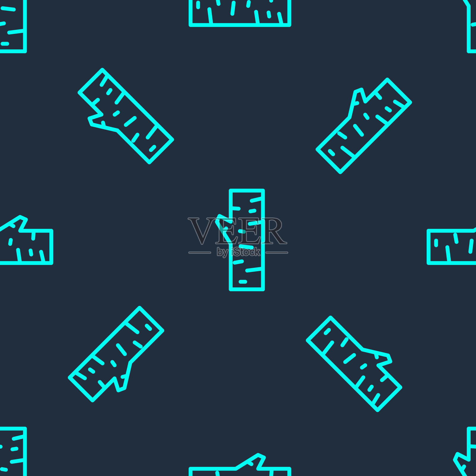 绿线桦树图标隔离无缝模式上的蓝色背景。向量插画图片素材