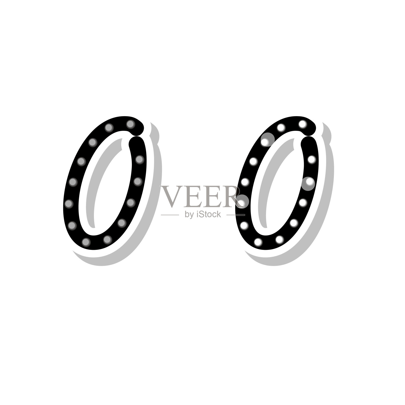 数字0用灯泡,开和关霓虹字体插画图片素材