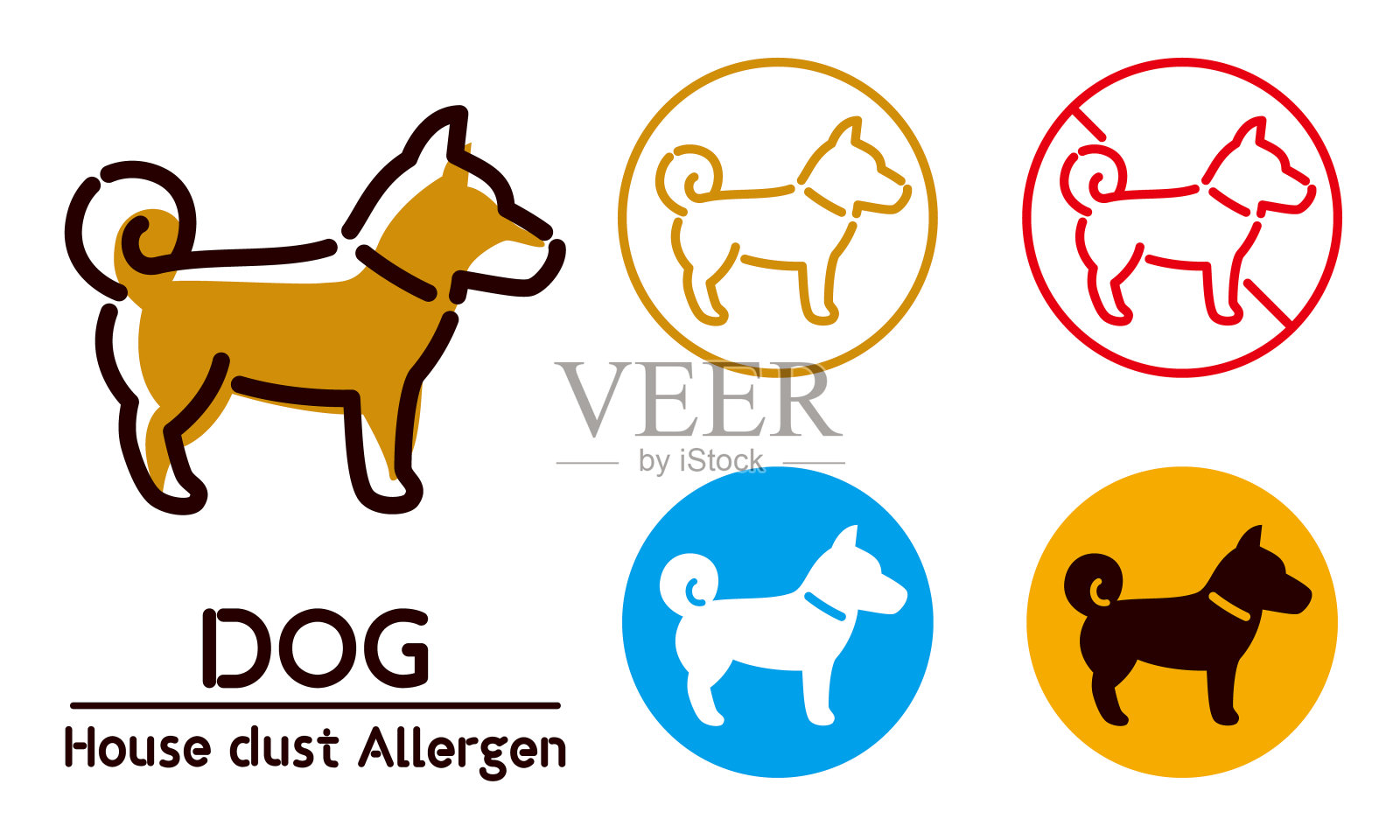 狗狗图标/室内灰尘过敏原,过敏插画图片素材