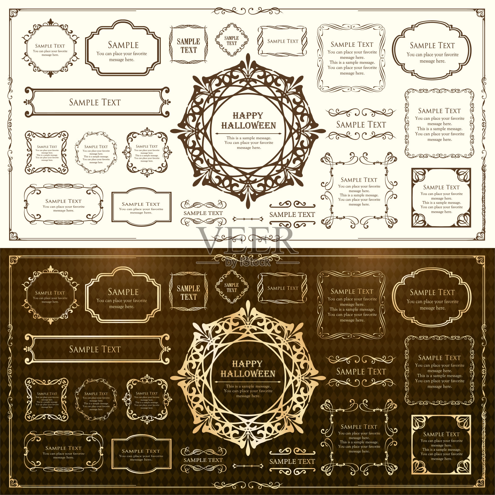 万圣节框架材料,十月,古董装饰,复古图案,植物常春藤插画图片素材