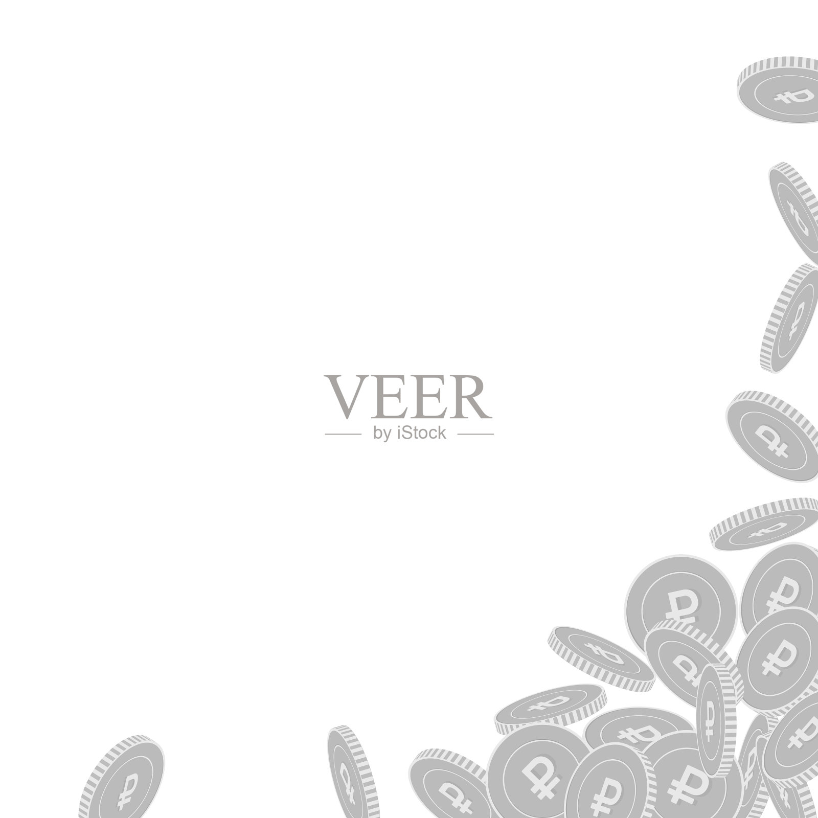 俄罗斯卢布硬币散落黑色和w插画图片素材