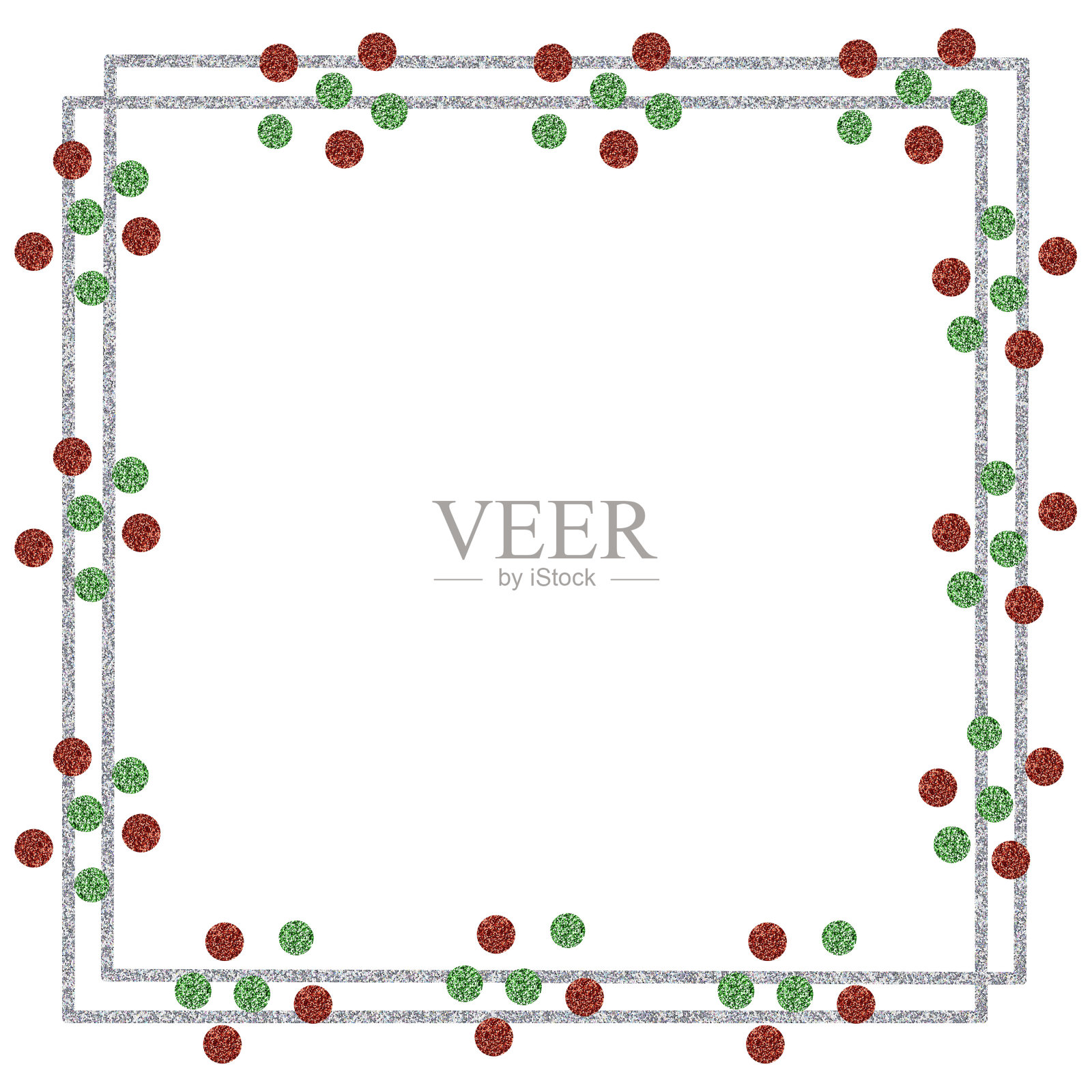 圣诞红色和绿色闪光框插画图片素材