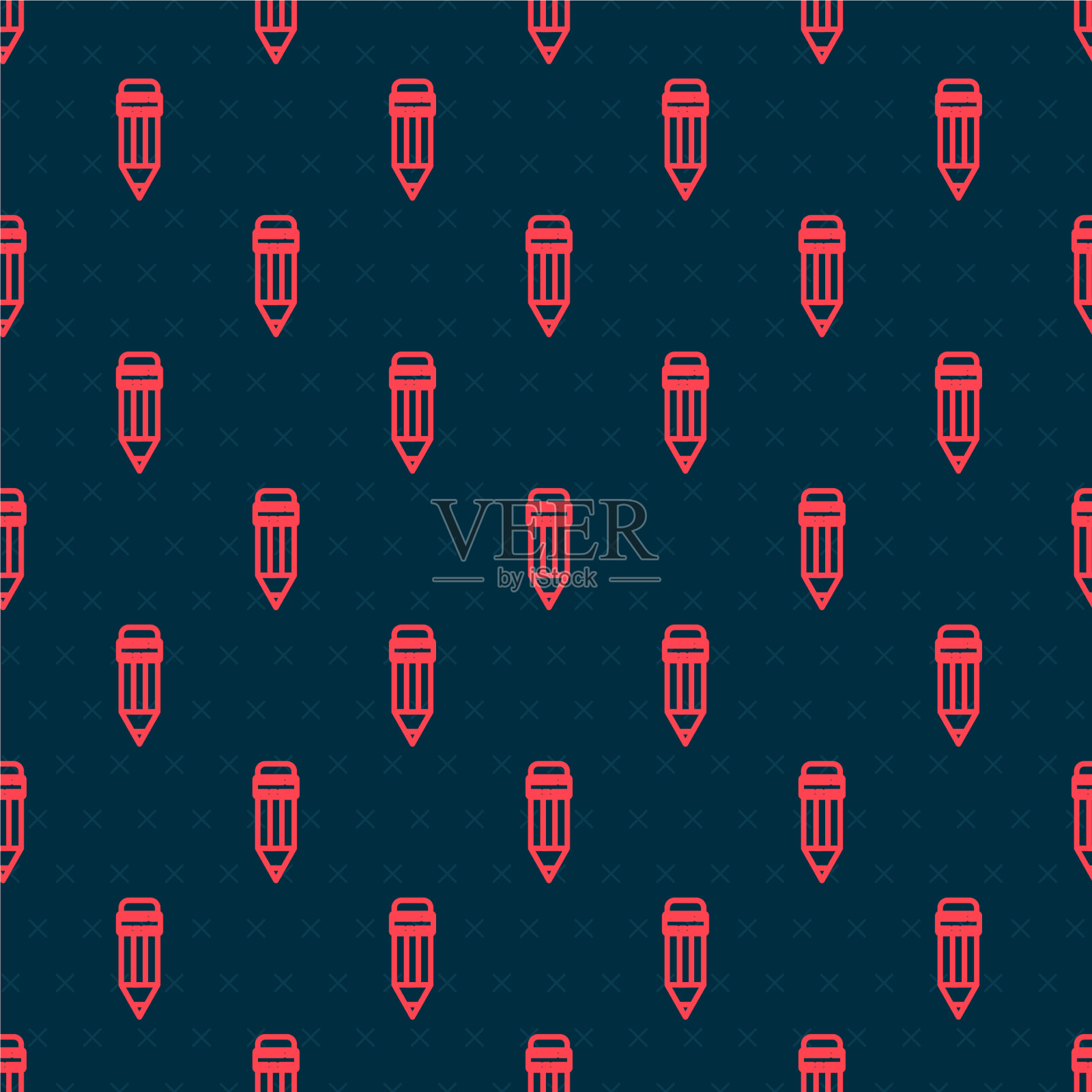 与橡皮图标隔离的红线铅笔插画图片素材