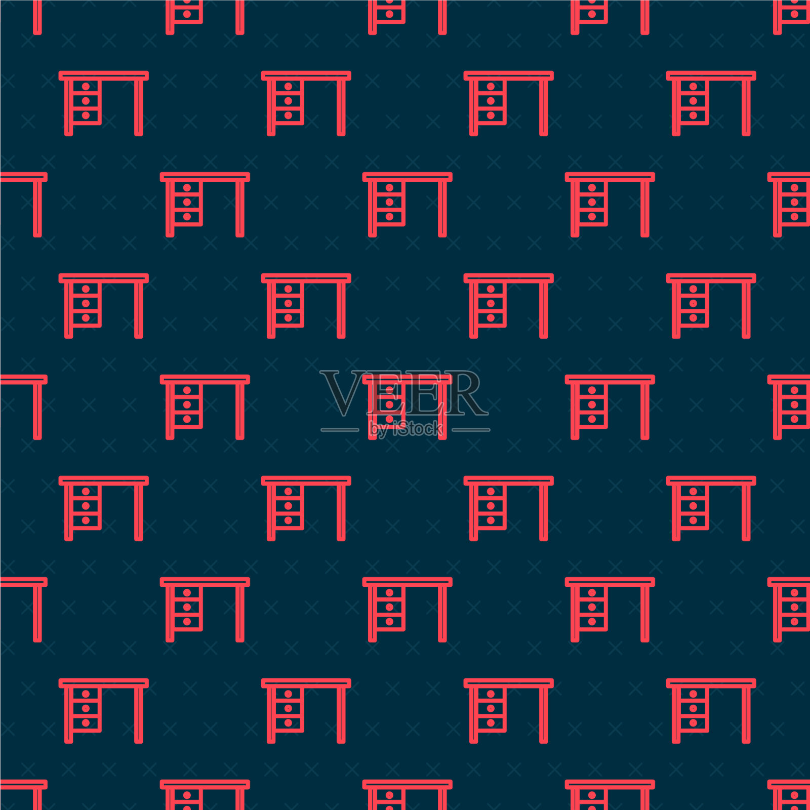 红色线办公桌面图标隔离无缝插画图片素材