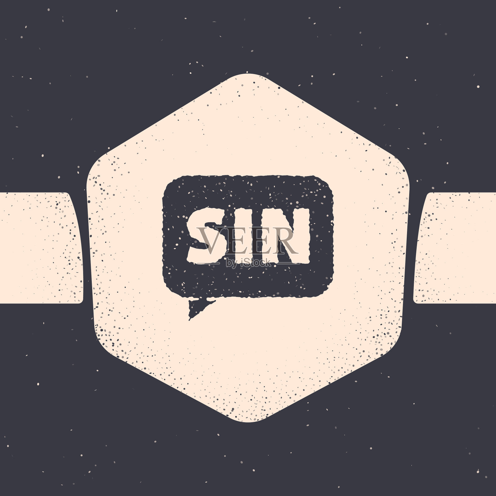 Grunge数学函数正弦图标孤立上插画图片素材