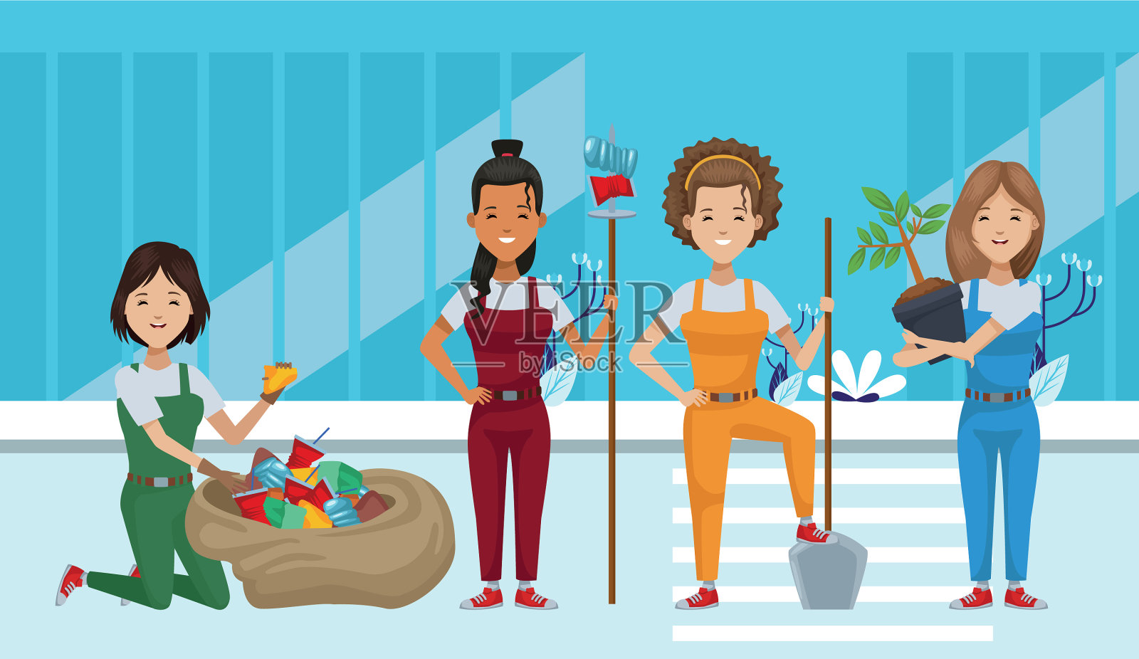 环保组织回收字符插画图片素材