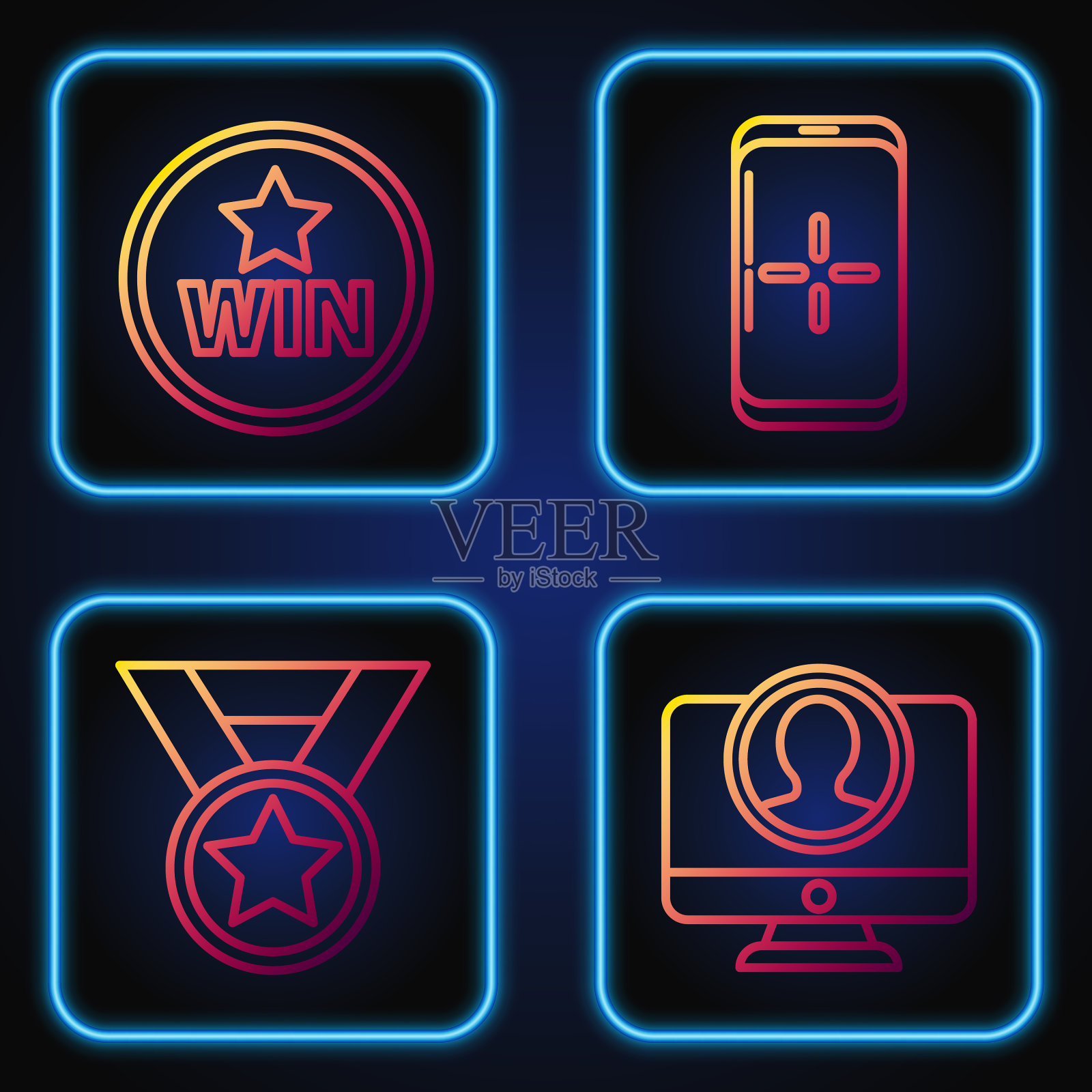 设置行创建帐户屏幕奖章和奖章图标素材