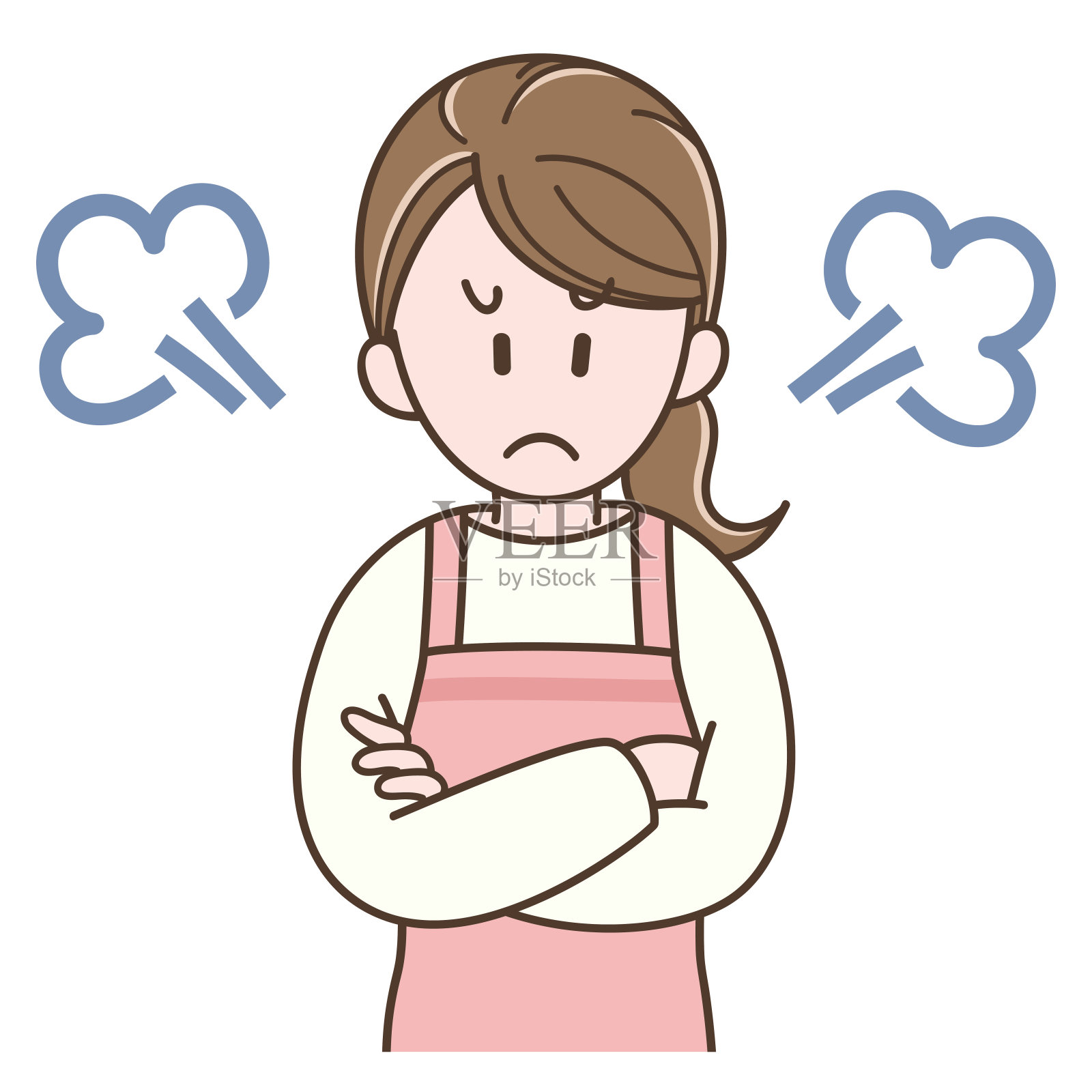 穿着围裙的家庭主妇生气了插画图片素材