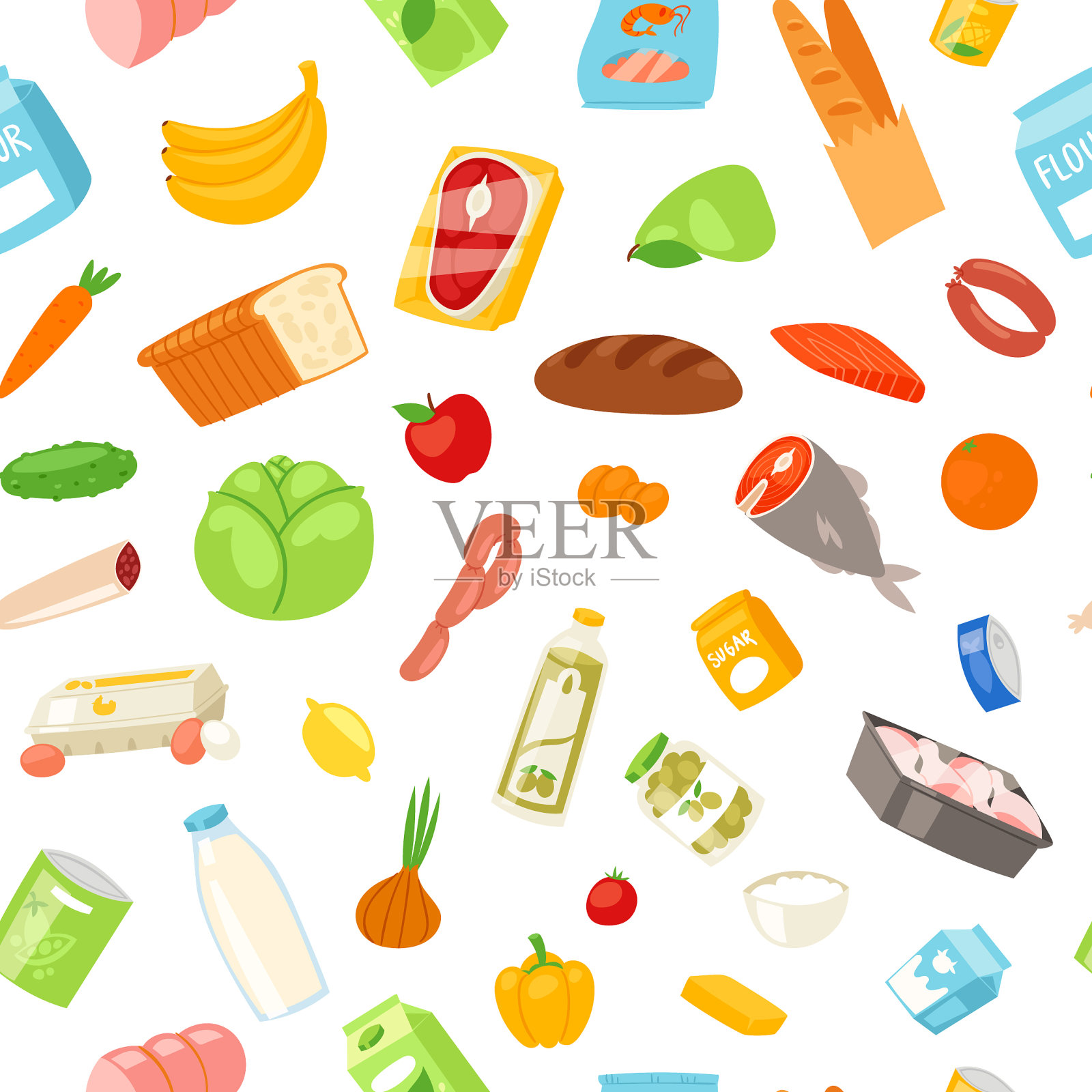 有机健康食品健康饮食无缝隙插画图片素材