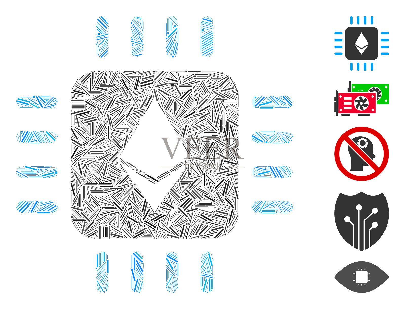 Dash Mosaic以太坊处理器芯片插画图片素材