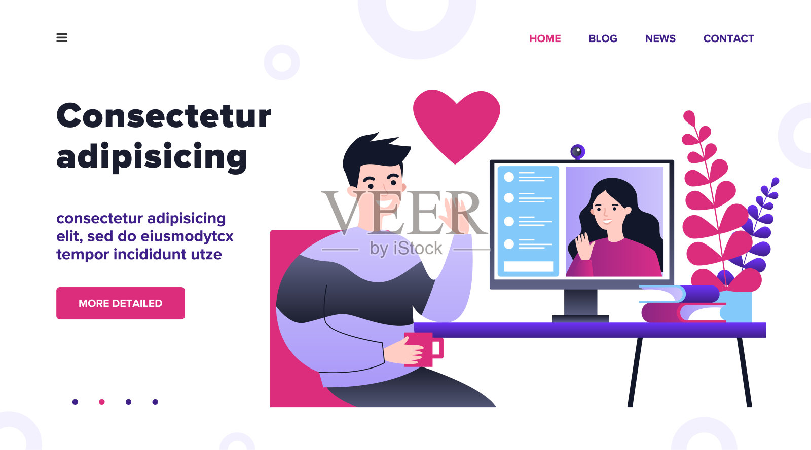 快乐的人在线约会平面矢量插图插画图片素材