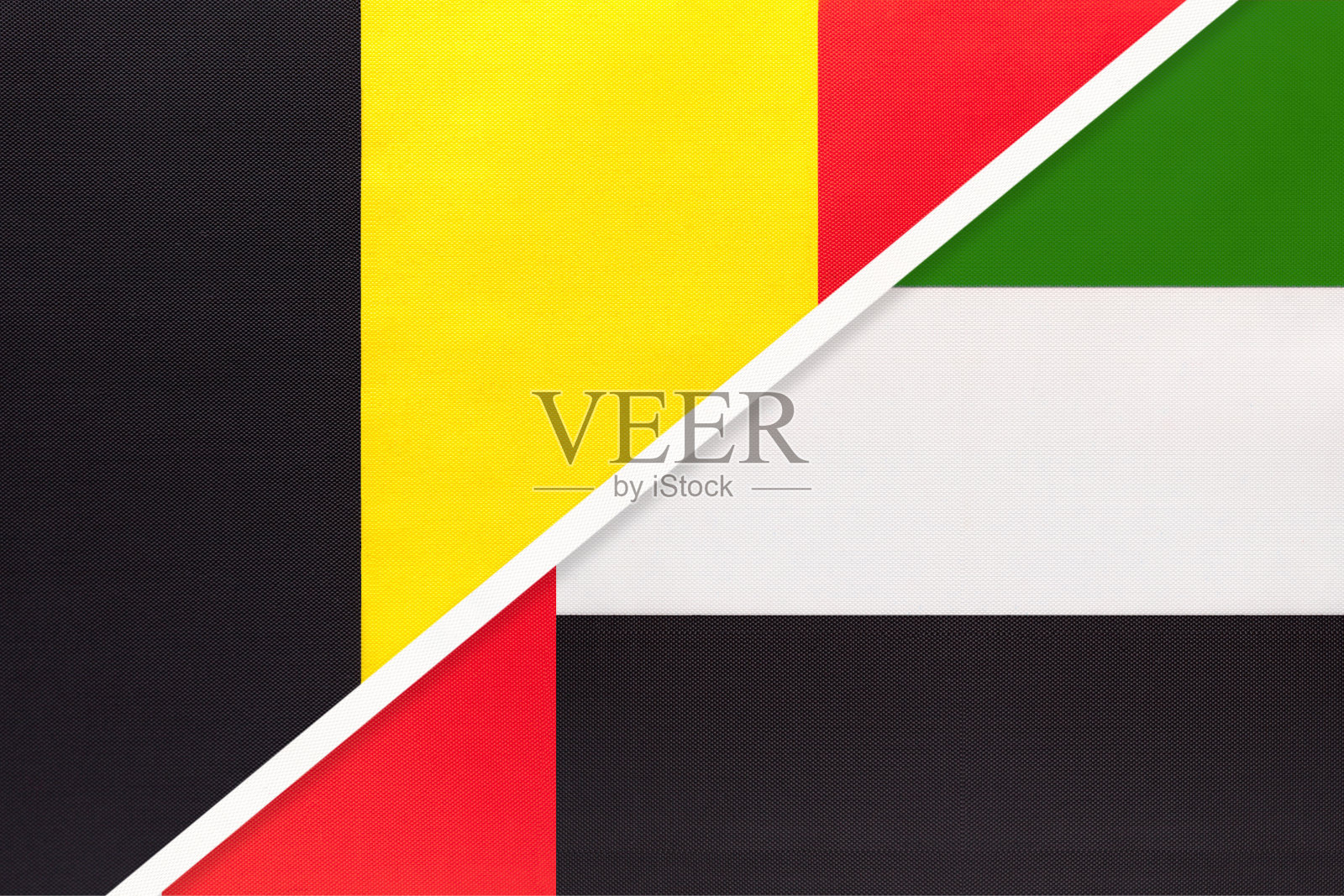 比利时与阿联酋两国国旗的纺织品标志,两国之间的锦标赛插画图片素材