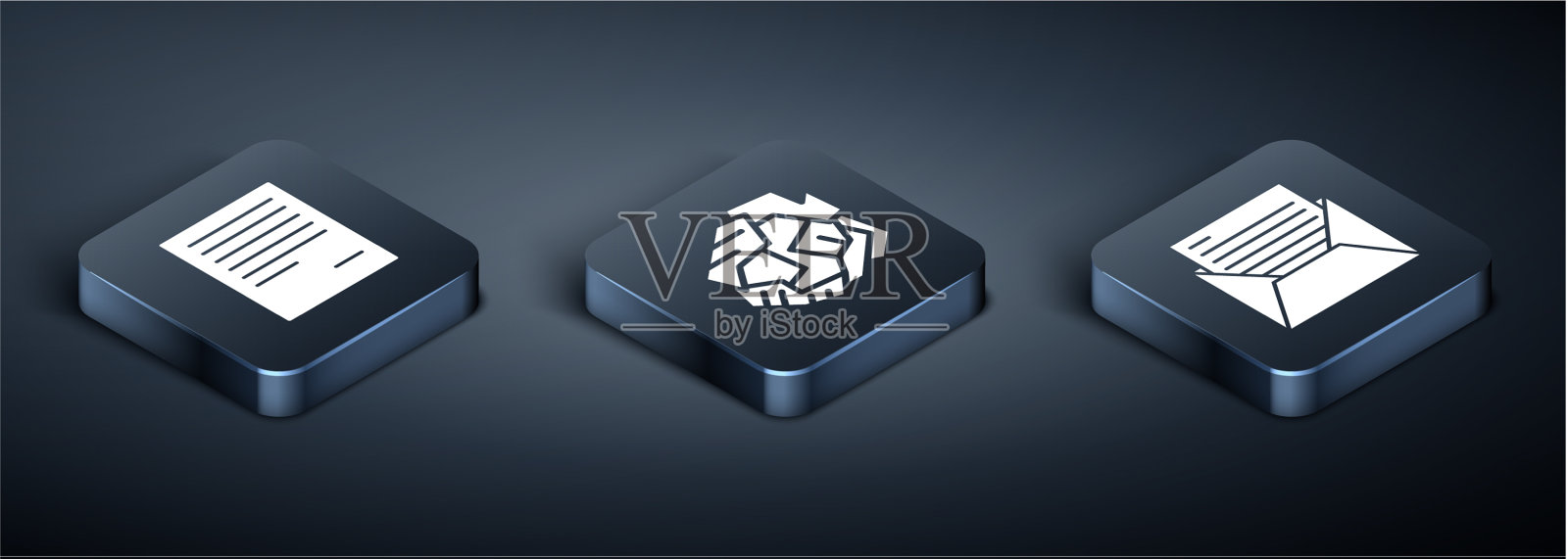 设置等距文档邮件和电子邮件图标素材