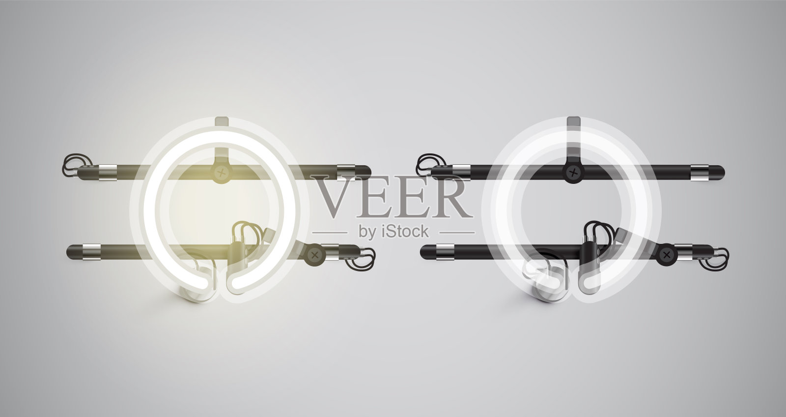 现实的发光灰色霓虹角色和关设计元素图片